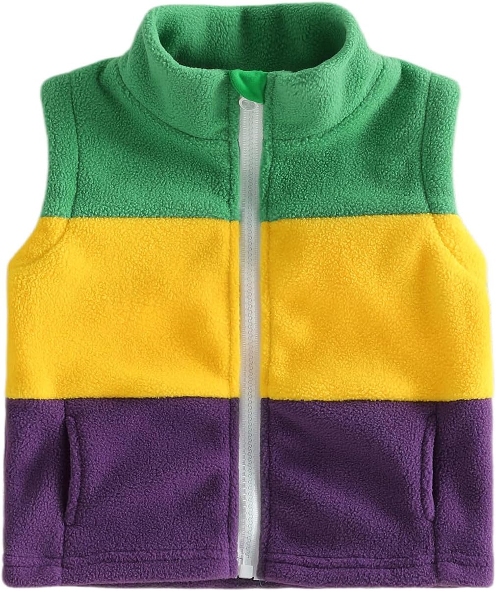 Toddler Baby Boy Girl Valentines Vest Sleeveless Heart Embroidery Sherpa Fleece Waistcoat Outwear Spring Outfit
