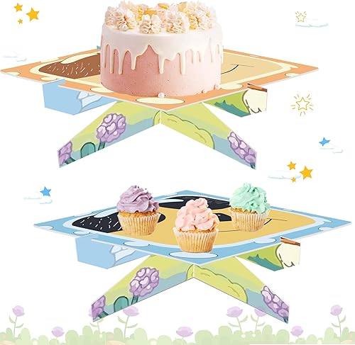 Soporte de pastel de perro azul de dibujos animados, paquete de 2 unidades, decoraciones de cumpleaños familiares para perros azules, suministros de