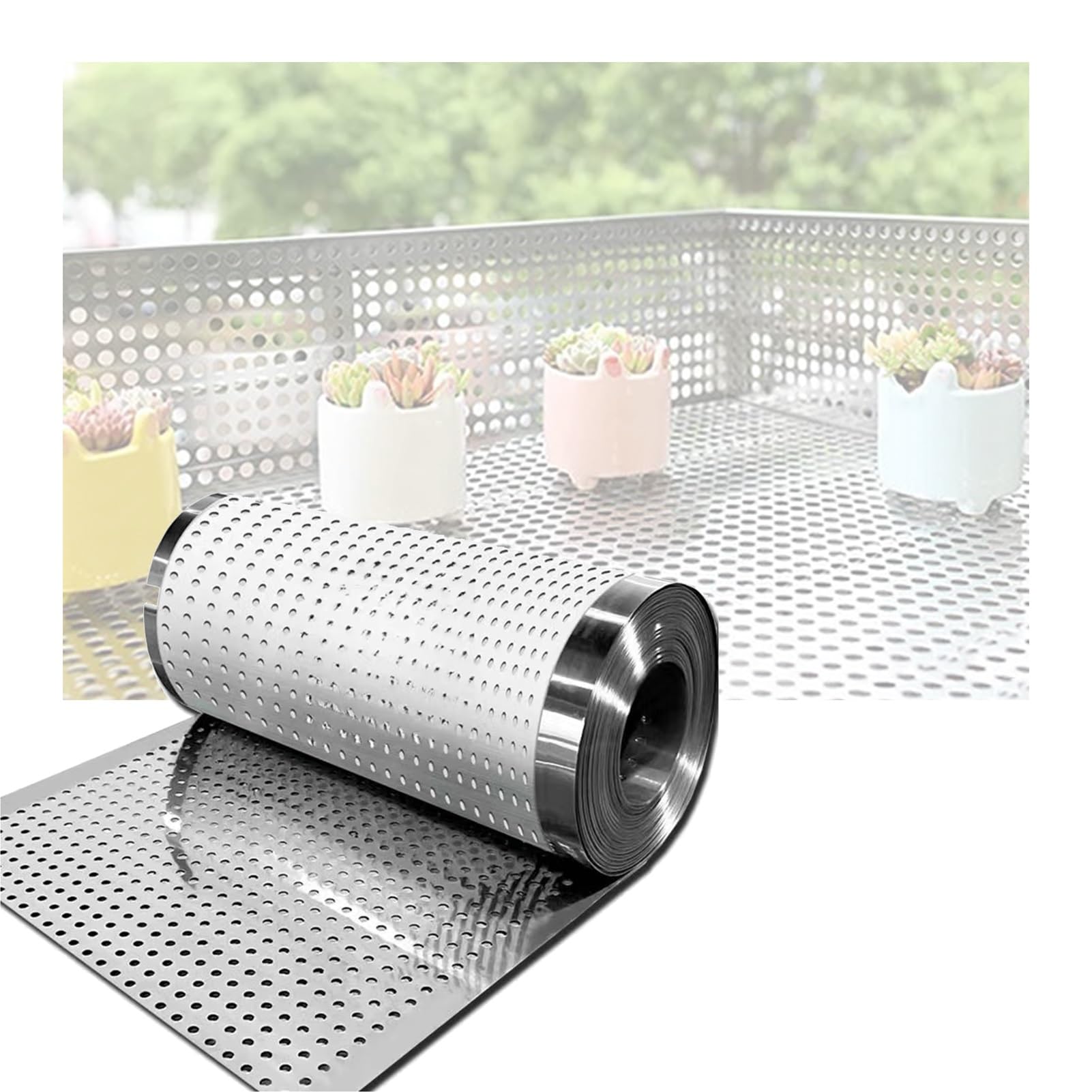 Pannelli A Rotolo A Tenuta Stagna, Lamiera Forata, Lamiera Forata in Acciaio Inox, Lamiera Forata per Recinzioni da Balcone per Davanzali, Ringhiere E Fioriere(20x100cm)