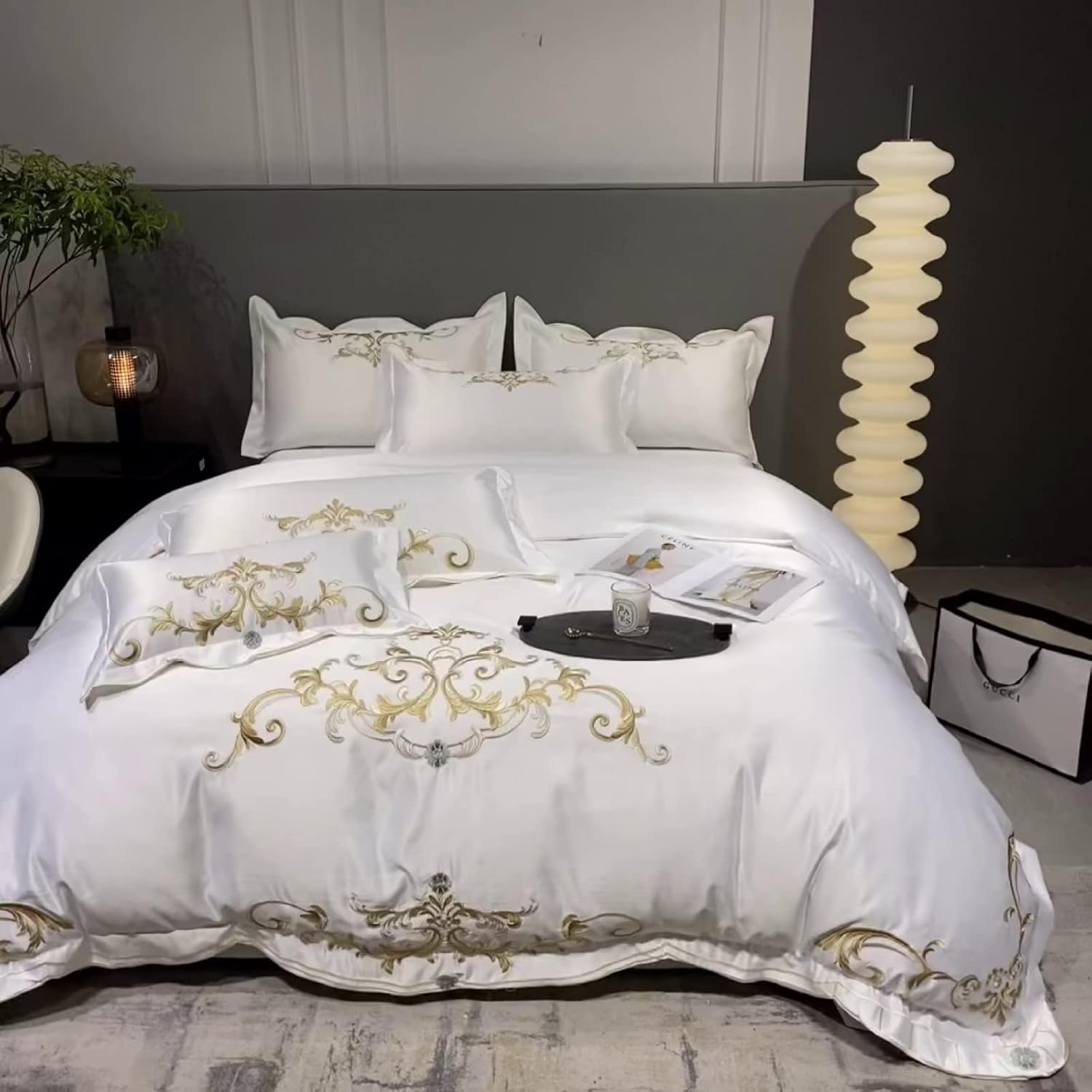 新品＊枕＆ベッドカバーセット 綿100％ 可愛いパッチワーク風 キング