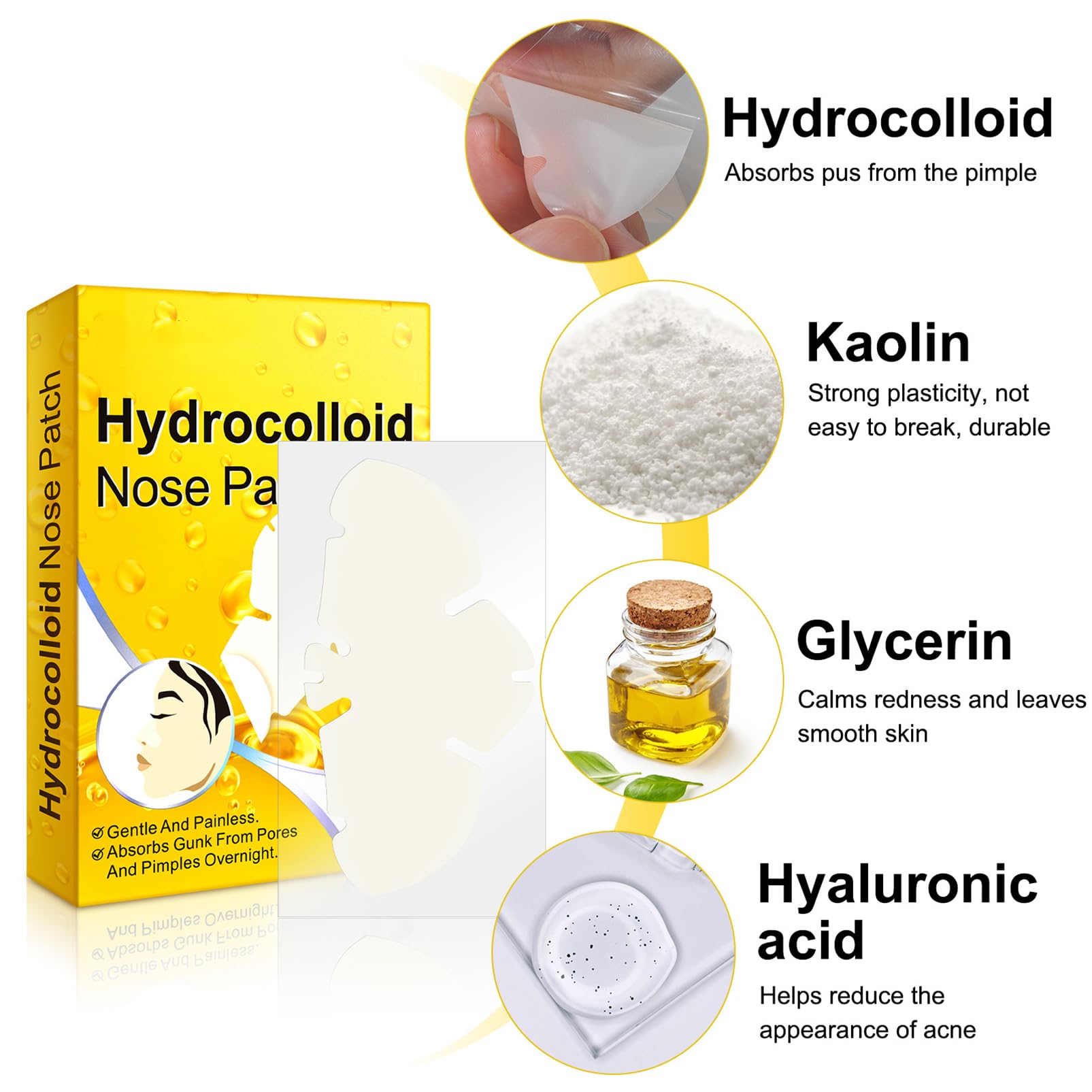12Pcs Hydrocolloid Nose Strips,Blackhead Remover Strips,Nose Pore Strips for Unclog and Shrink Pores,Absorbs Oil,Removal Acne,Pimple,Zits,Spot,Targets Pores & Pimples - Image 4
