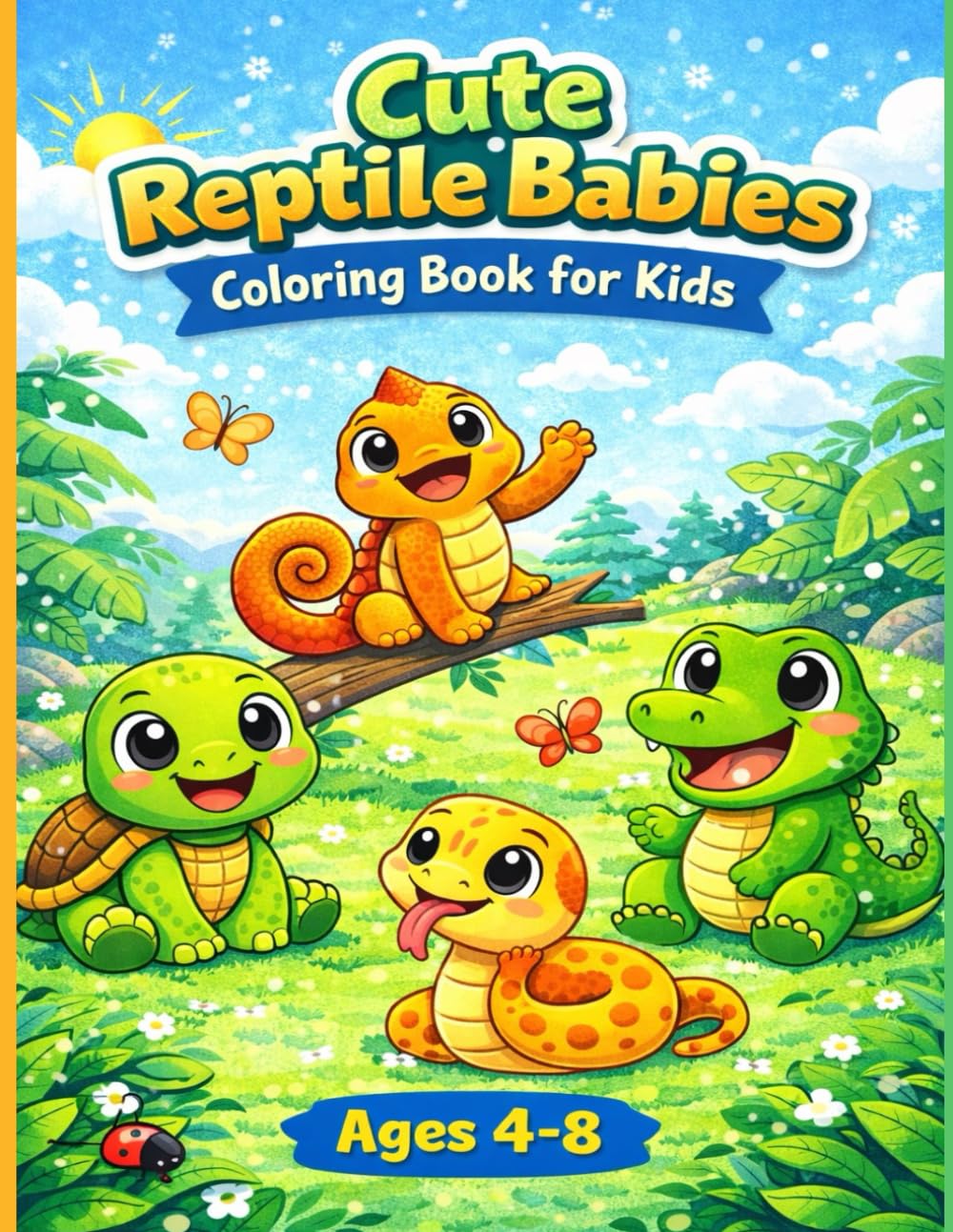 Cute Reptile Babies Coloring Book for Kids (Ages 4–8): Simple & Cute Reptile Animals Coloring Book for Toddlers and Kids