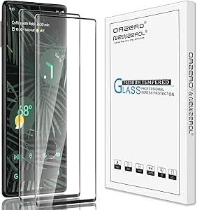 NEWZEROL 2 stycken skärmskydd i härdat glas kompatibelt med Google Pixel 6 Pro, skärmskydd [stöd för fingeravtrycks-ID] inga bubblor 9H högupplöst skärmskydd tillverkat av härdat glas - svart kant
