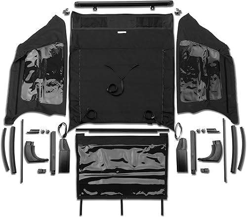RAMPAGE PRODUCTS Rampage 106635 - Kit de techo sin marco con herrajes | Vinilo, color diamante negro con ventanas tintadas | Compatible con Jeep