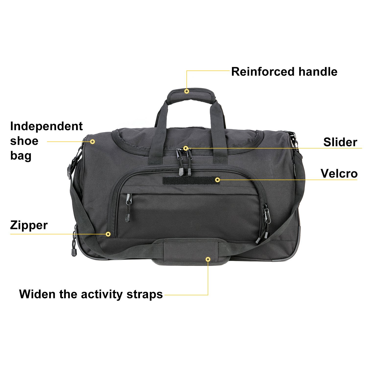 Miramrax Bolsa de gimnasio para hombres y mujeres, con compartimento para zapatos, deporte, fin de semana, viajes, durante la noche, para viajes tácticos, militares, bolsas de entrenamiento, 2.0 negro