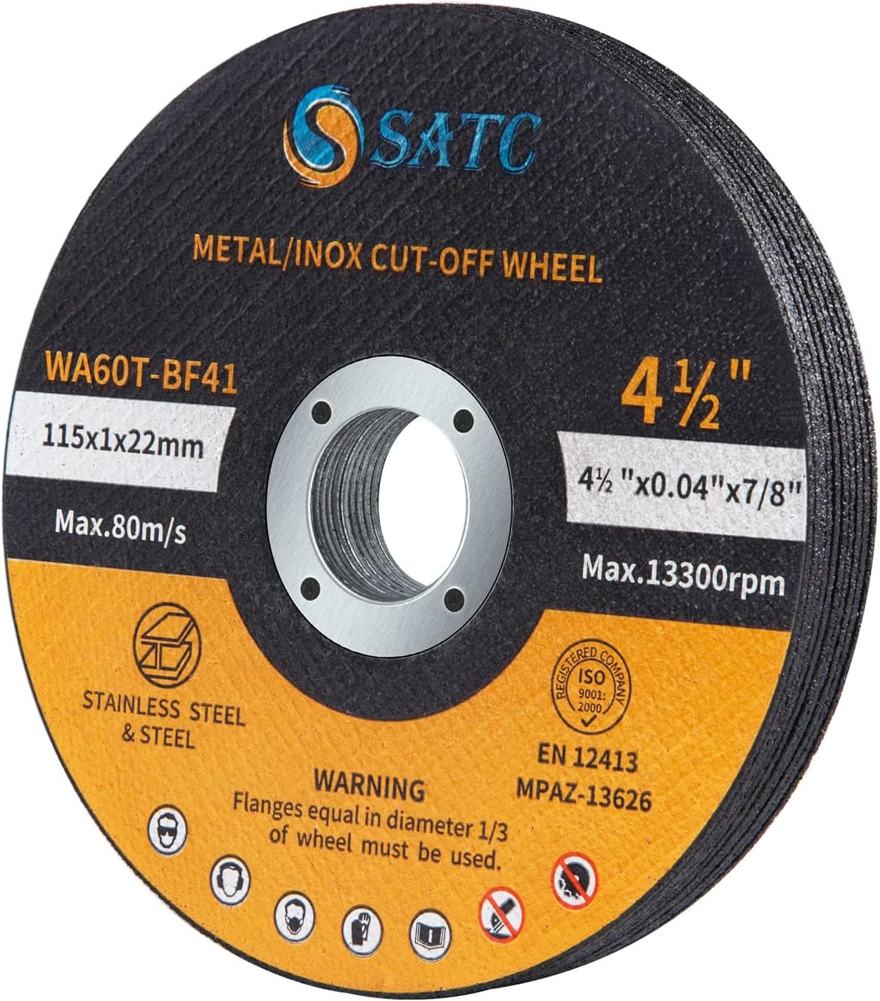 SATC 115mm Cutting Discs 10-Piece Durable Angle Grinder Discs Ultra Thin 1mm for Fast & Precise Cutting of Steel, Iron, Aluminum, & Ferrous Metals