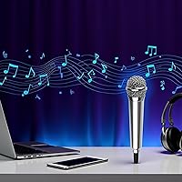 Vista 1 de Mini micrófono de canto plateado para teléfono karaoke micrófono de condensador de 0.138 in micrófono mini micrófono de mano para teléfono móvil