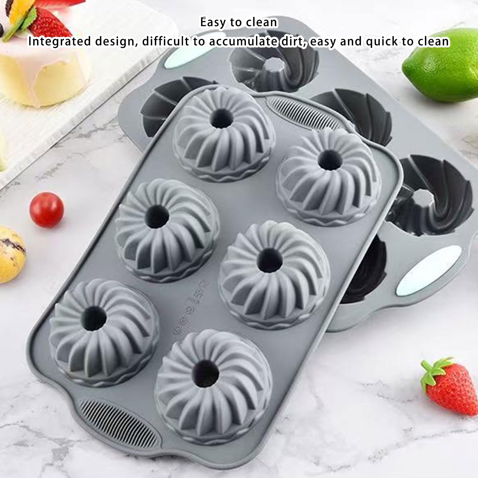 Moules en silicone avec 6 cavités pour petits gâteaux cannelés, savons, toasts au chocolat, utilisation polyvalente, moule à gâteau cannelé en silicone