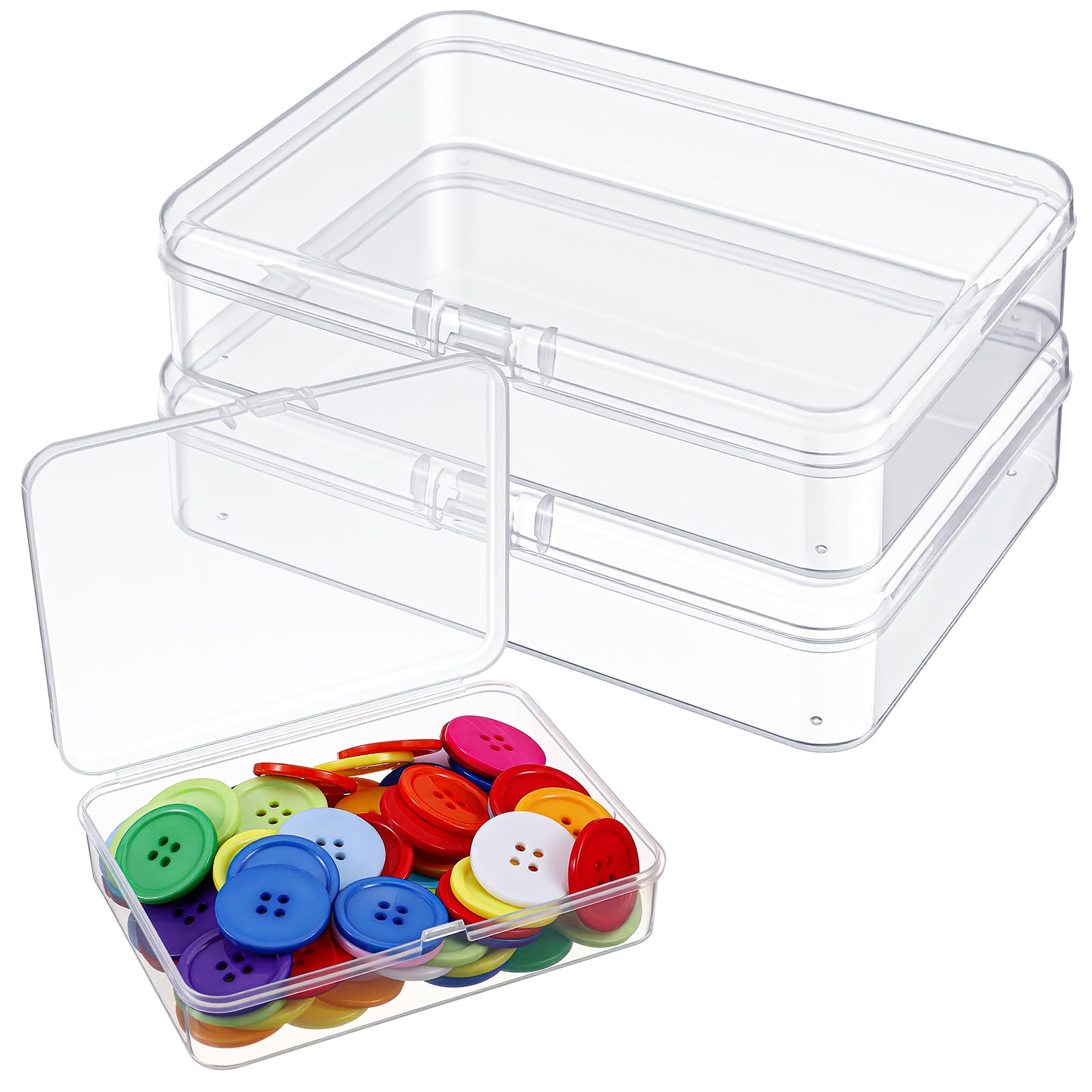Tyqour Plastikowe pojemniki do przechowywania z pokrywkami, pojemniki do przechowywania koralików, przezroczyste plastikowe pudełko na małe przedmioty, biżuterię, rękodzieło, 10 x 8 x 3 cm