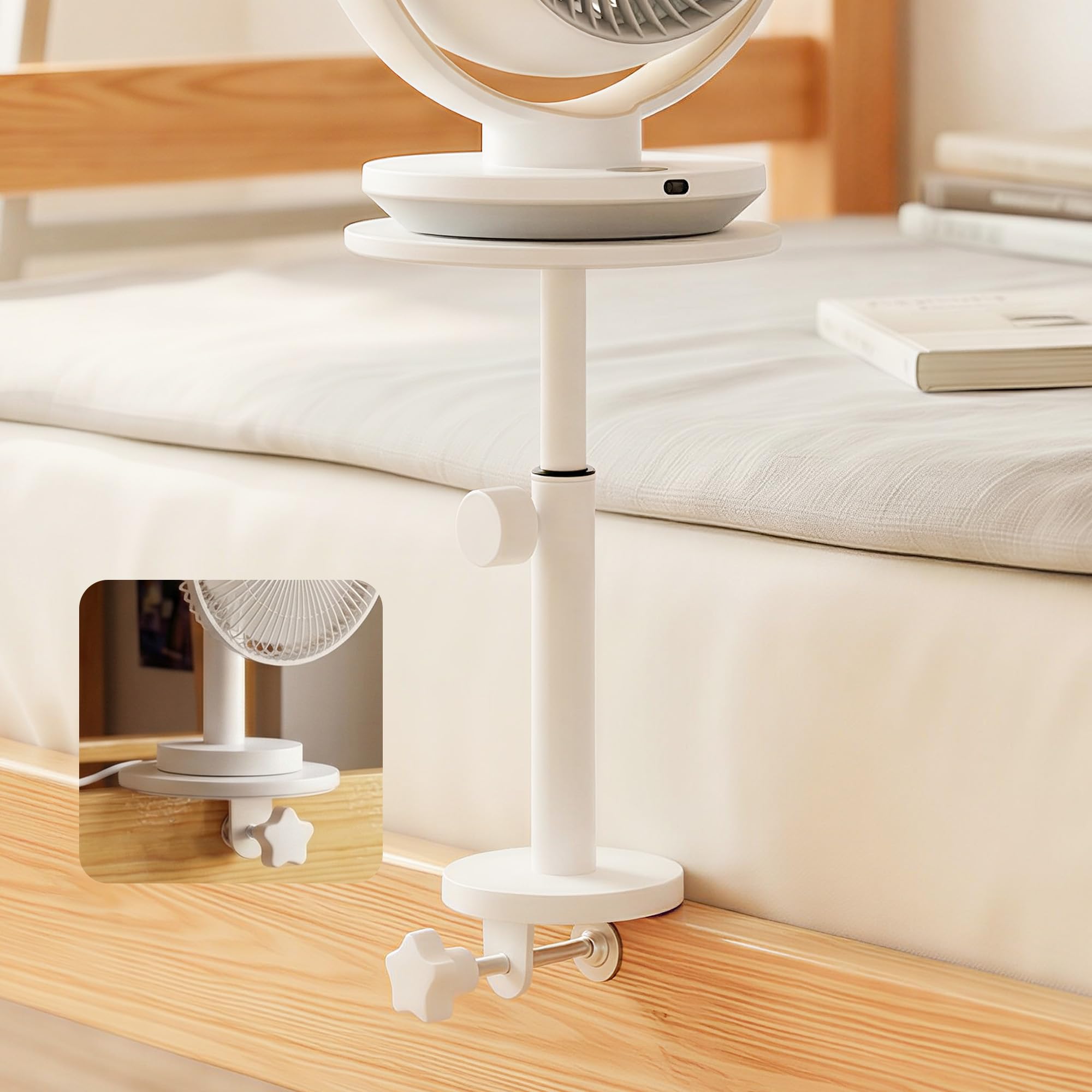 Amazon.co.jp: Wealone 調節可能なファンホルダー 寮の部屋用 木製高さ