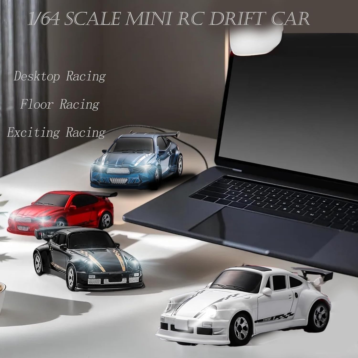 Mini RC Drift Car, 1/64 RC Remote Control Car High Speed, 2.4GHz Full Proportional RTR Micro Sports Racing Drift, 4WD HobbyFast Race Vehicle with Lights, Model Toys Gift for Kids, Boys, Adults