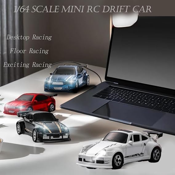 RC Drift Car, 1/64 Mini RC Remote Control Car, 2.4GHz Full Proportional RTR High Speed Micro Sports Racing Drift, 4WD HobbyFast Race Vehicle with Lights, Model Toys Gift for Kids, Boys, Adults
