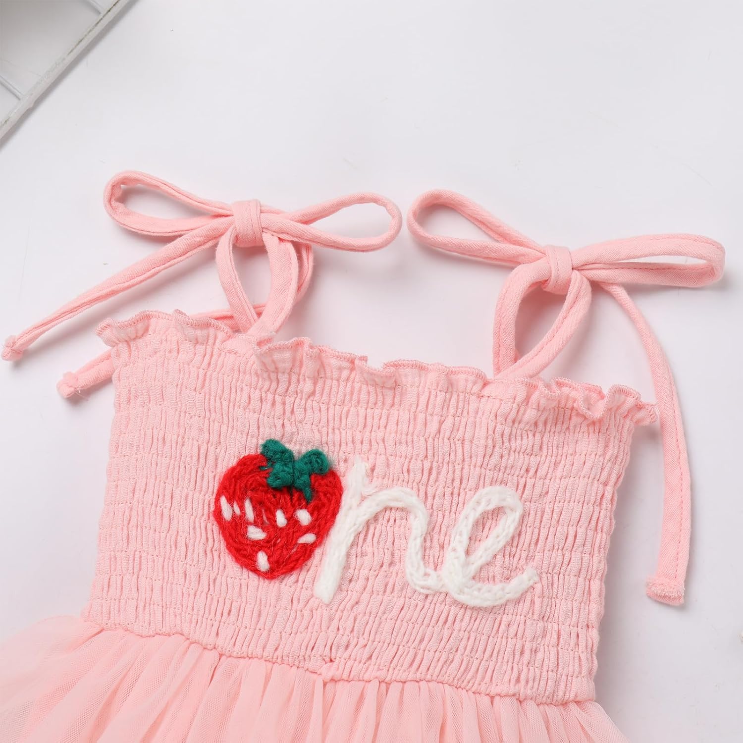 AWIBMK Baby Girls 1st Birthday Outfit Spaghetti Straps Romper Dress with Headband Sleeveless Princess Cake Smash Clothes - Image 5