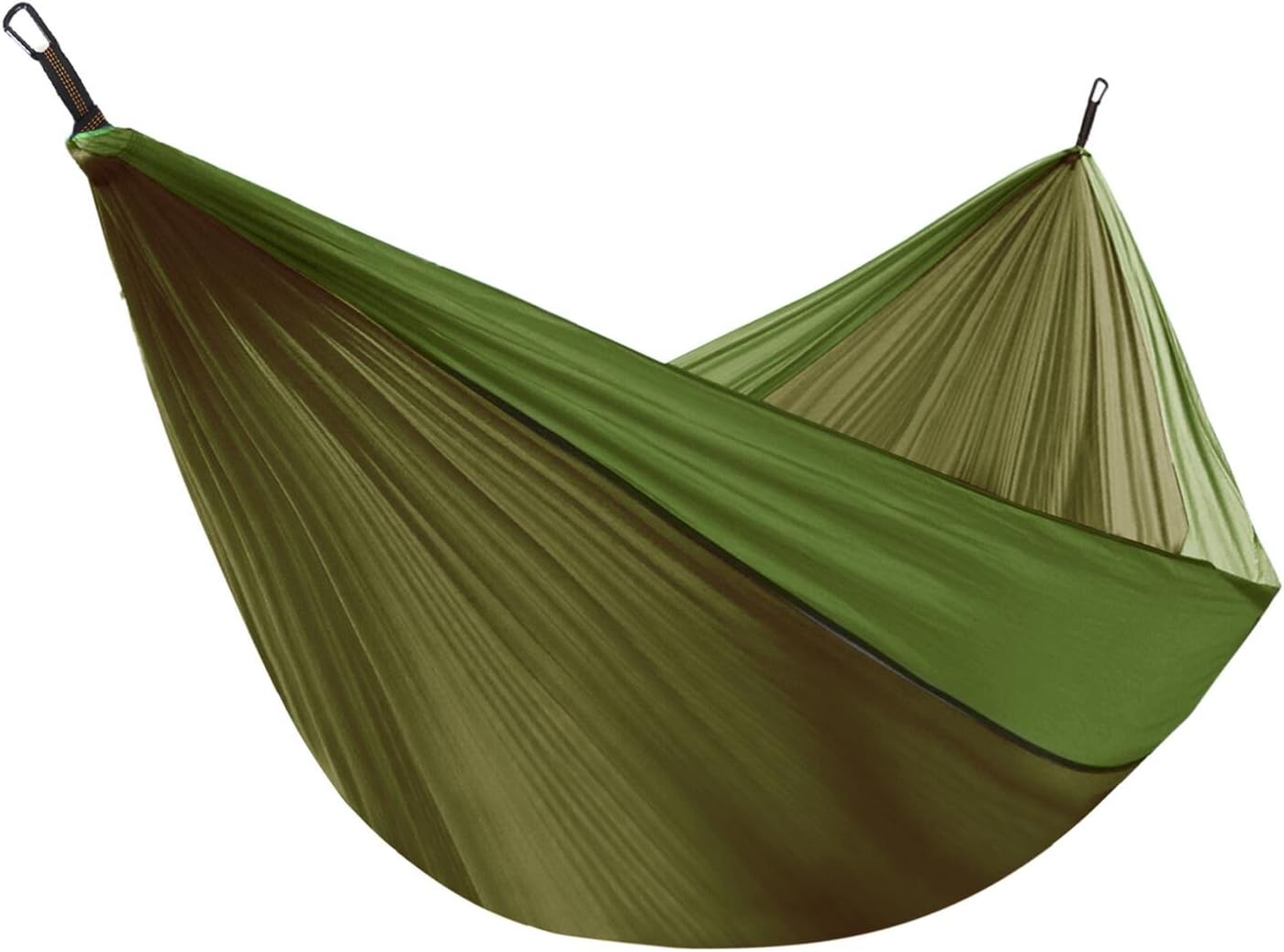 Unigear Double Camping Hammock, Portable Parachute Nylon Hammock with Tree Straps for Backpacking, Camping, Hiking, Travel, Beach and Yard (Oliver Green/Gray, 270cm x 140cm)