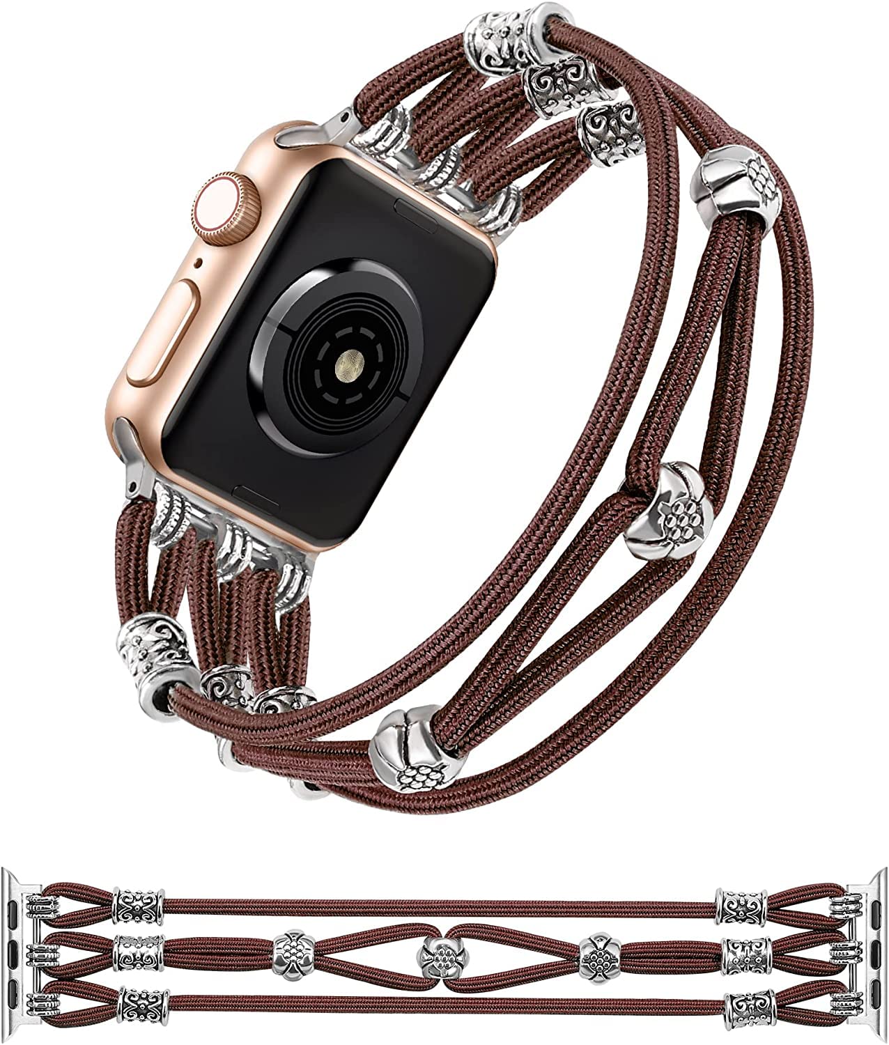 Apple Watch Band / Apple Watch Band 38mm 40mm 41mm iWacth Series 10/9/8/7/6/5/4/3/2/1/SE/Ultra/Ultra2 Fashionable Bohemian Replacement Strap Braided Nylon Elastic Band Cute Retro Women Women's Popular