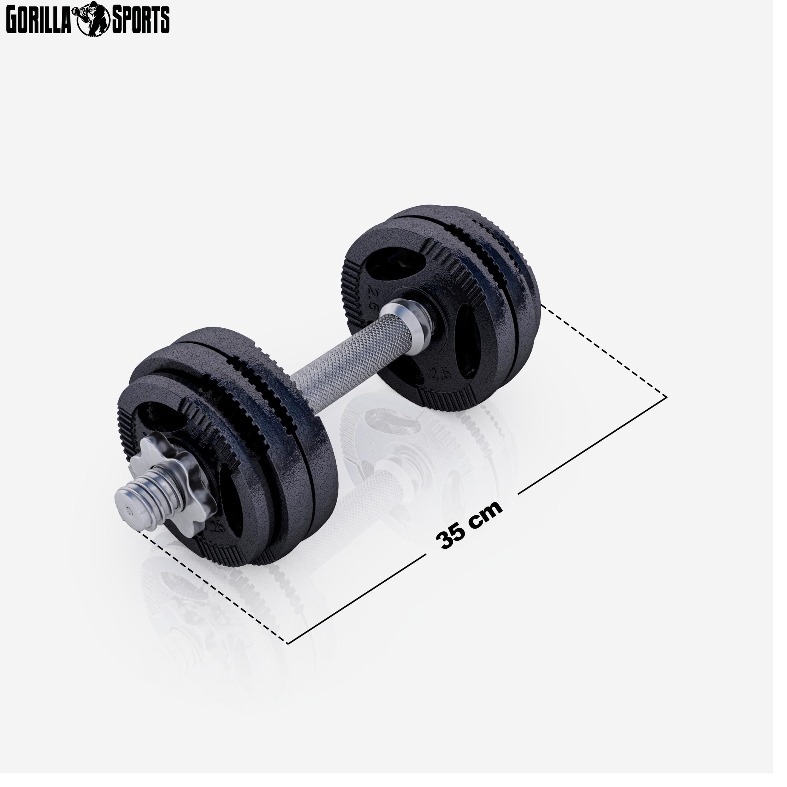 Gorilla Sports Set Manubri 30kg – Coppia Di Manubri, Dischi In Ghisa, Barre Cromate, Chiusure A Stella