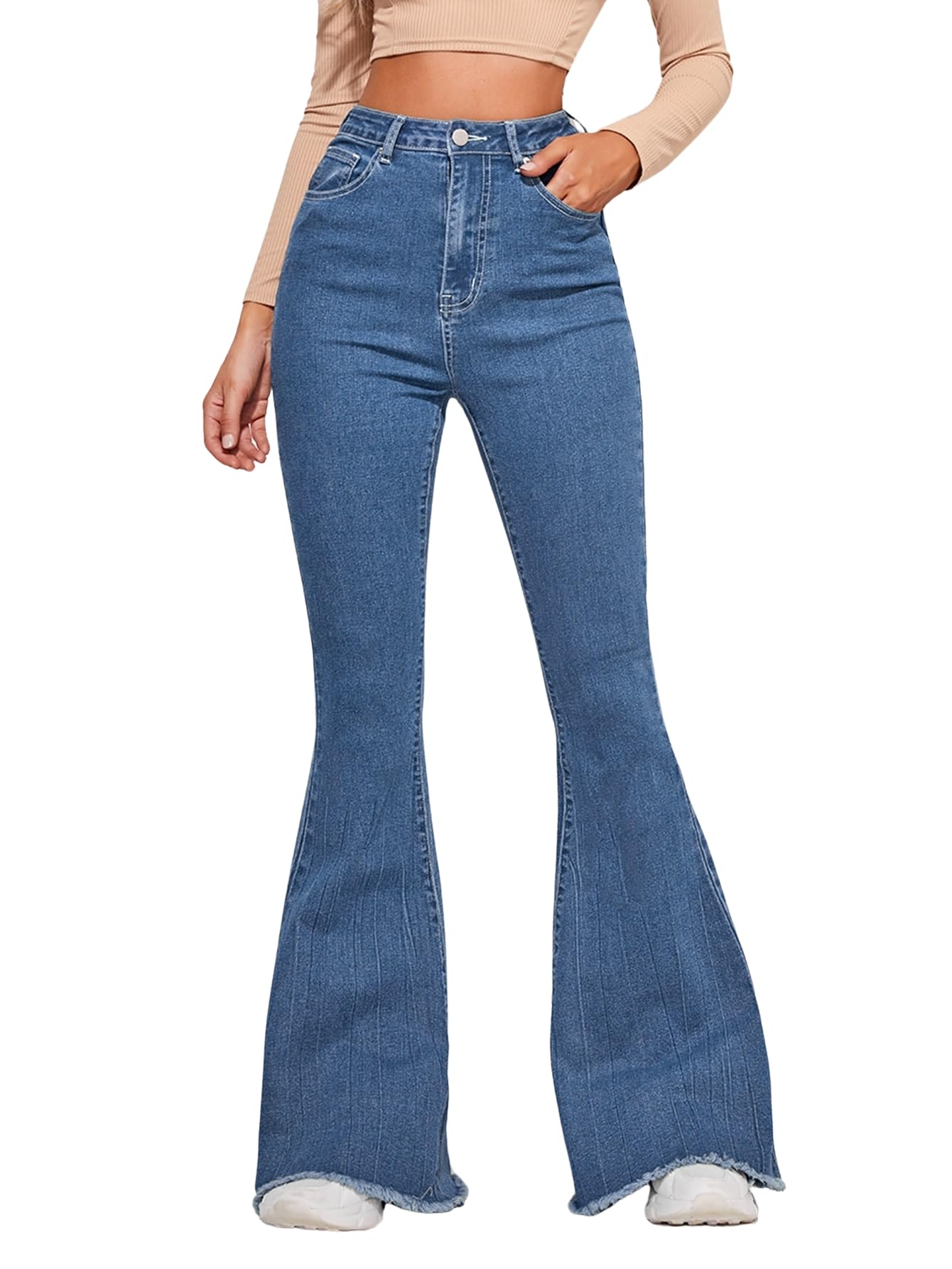 Collection Flared Fit Boot Cut High Waist Jeans for Women-picture-19