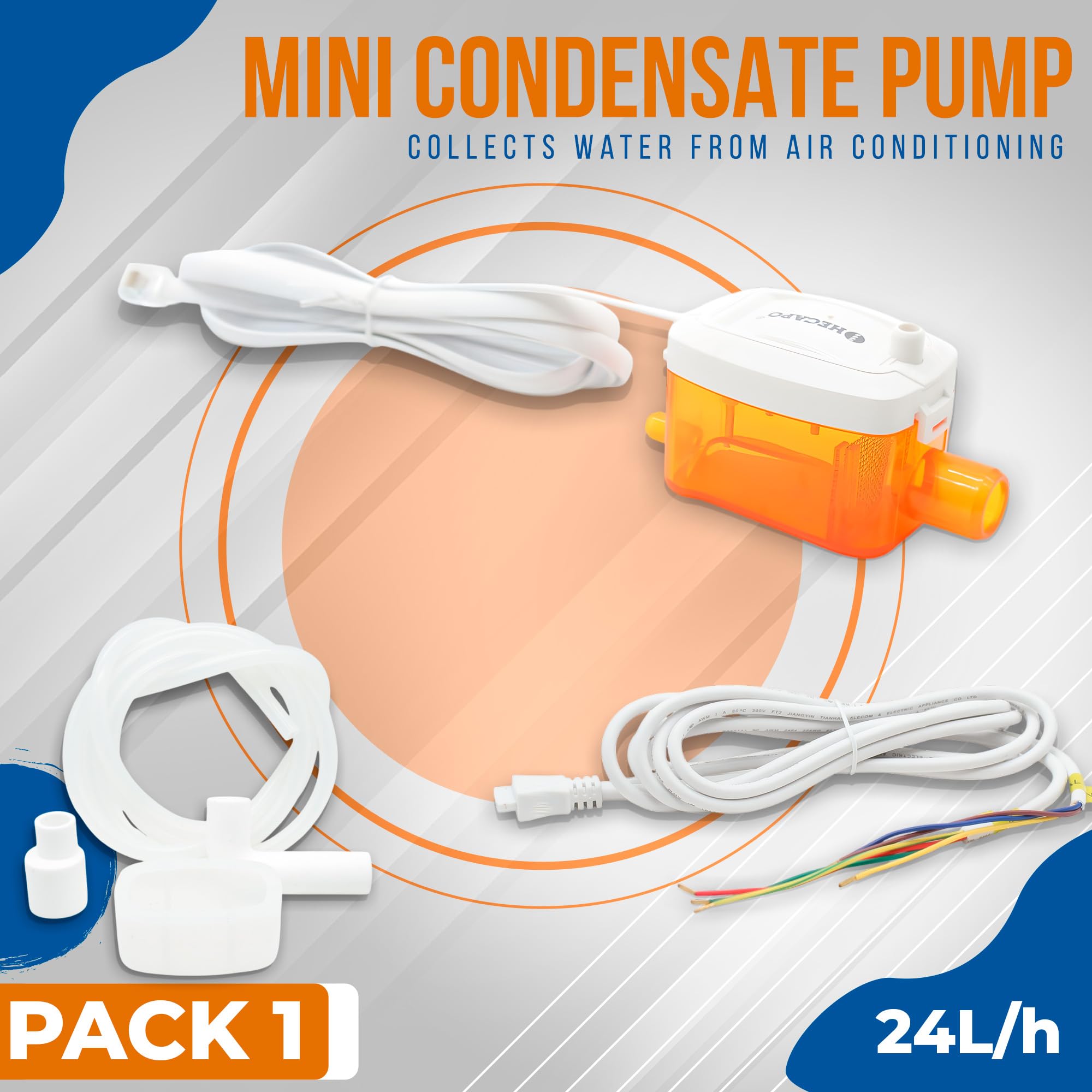 DOJA Barcelona Bomba de Condensados Aire Acondicionado - 24 L/h - Drenaje Silencioso - Mini Bomba Eficiente con Ahorro de Energía - Optimizada para Espacios sin Desagüe Natural