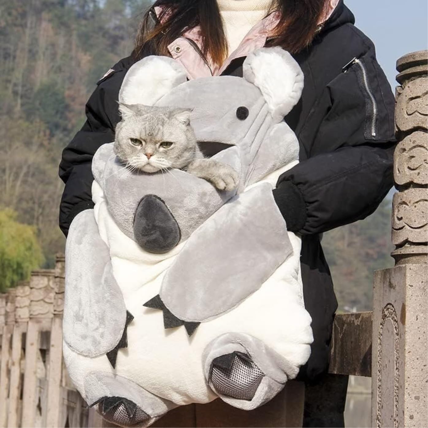 Transportin Gato Mochila Cálida para Mascotas De Invierno, Mochila De Viaje Portátil, Mochila Bonita para Mascotas, Portador De Mascotas Trasportines Gato