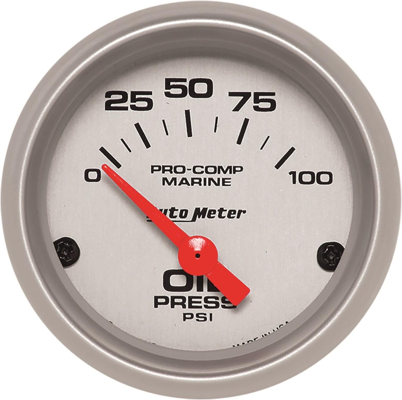 AutoMeter 200758-33 Gauge Oil Pressure (Marine Silver Ultra-Lite 2 1/16", 100Psi, Electric, Marine Silver)