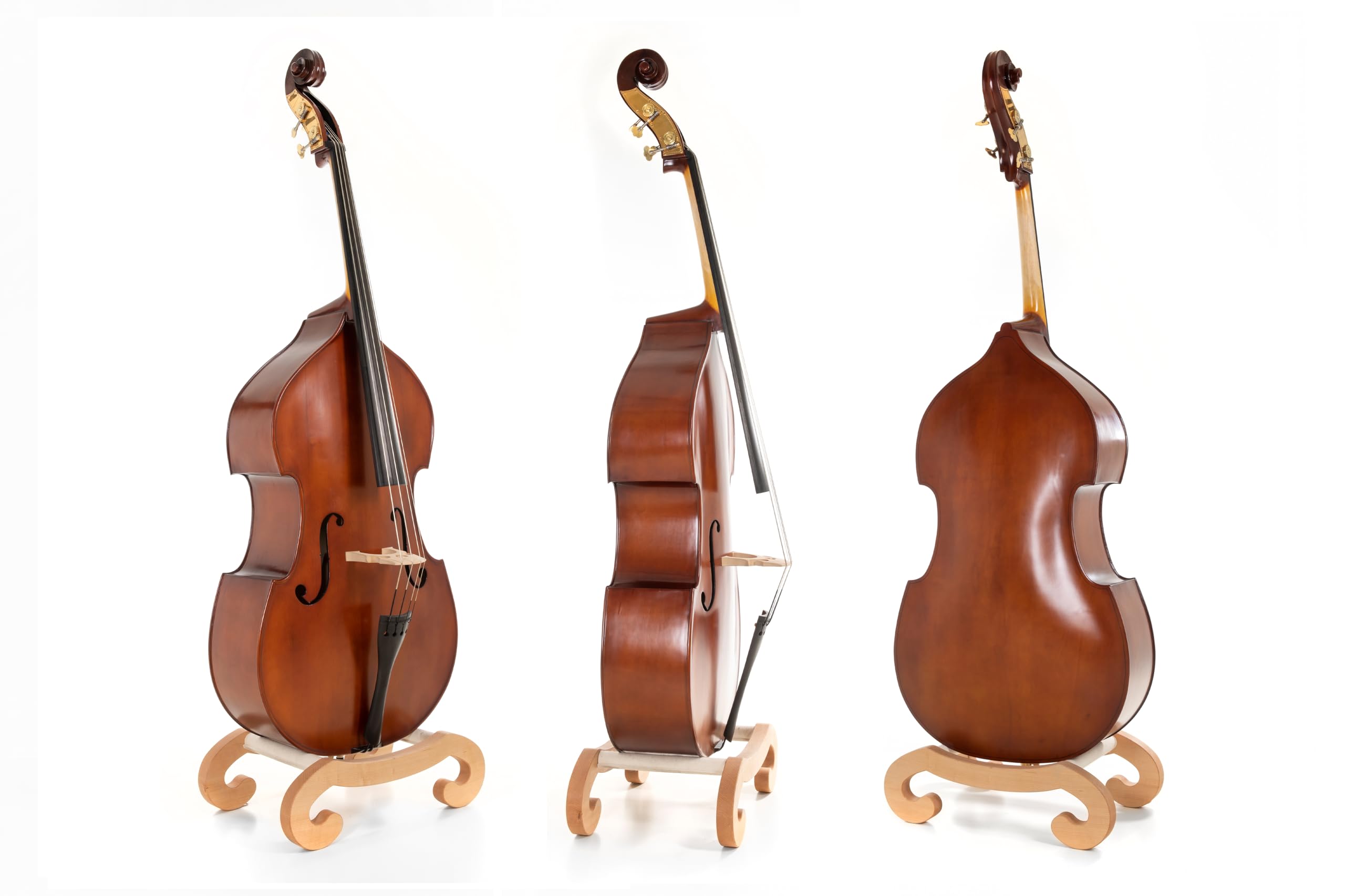 Contrabbasso GEWA - Basic Line 1/8 - Semisolido - tavola in abete massiccio - fondo/fasce in acero laminato - forma a viola - marrone dorato - pronto per suonare