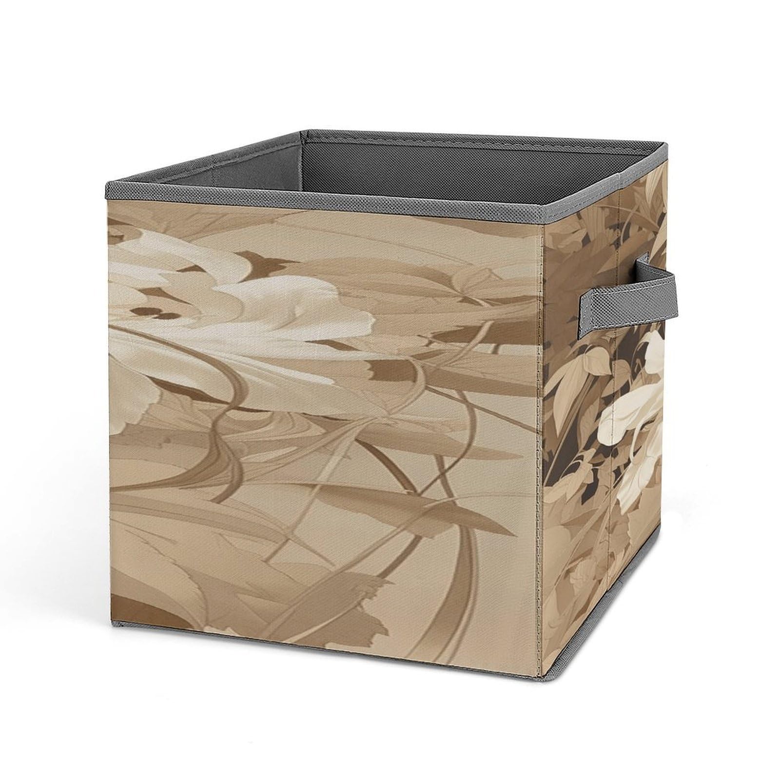 Fodpand Style Flower Palm Leaves Storage Cubes Foldable Decorative Fabric, Storage Bins Baskets With Handles, Closet Organizers And Storage For Home, Office,Closet, Clothes