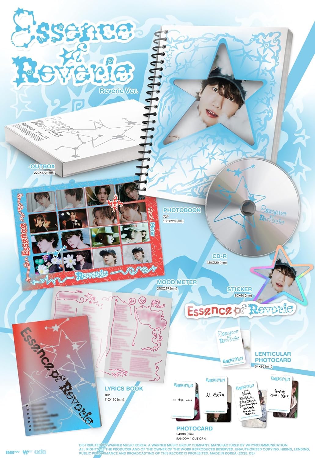 Baekhyun Essence of Reverie 5th Mini Album with Tracking Sealed (Photobook Reverie Version) + Extra photocards