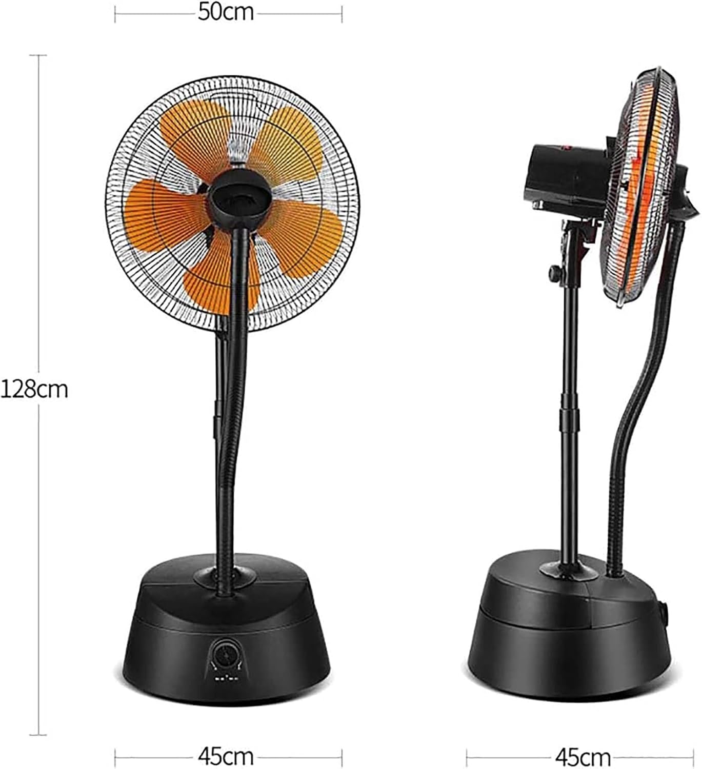 Inch Standing Fan Misting,with 5 Blades, Oscillating Fan,for a Cool Patio Breeze - Outdoor Cooling Fan,Black Industrial Pedestal Fan