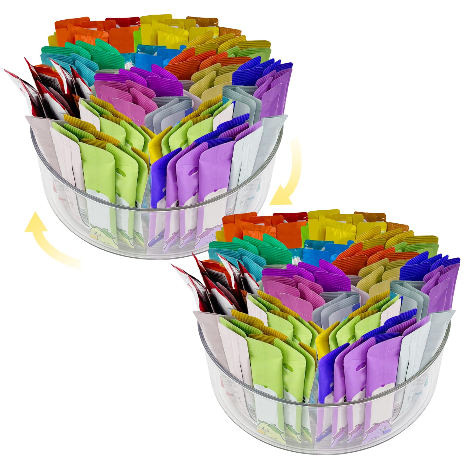 2 Pack Drink Packet Organizer Drink Mix Organizer Water Packet Organizer?360° Rotating Water Flavor Packet Organizer Lazy Susan Organizer for Drink Mixes Rotating Storage for Kitchen Countertop