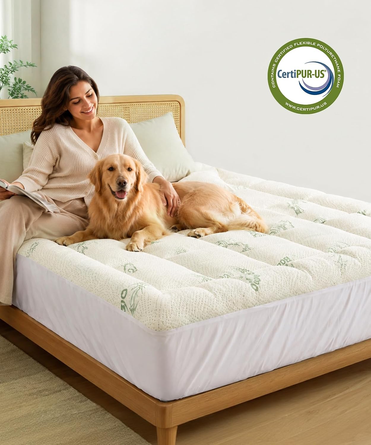 Mattress Topper Queen, Ultra Soft & Breathable Pillow Top Mattress Pad