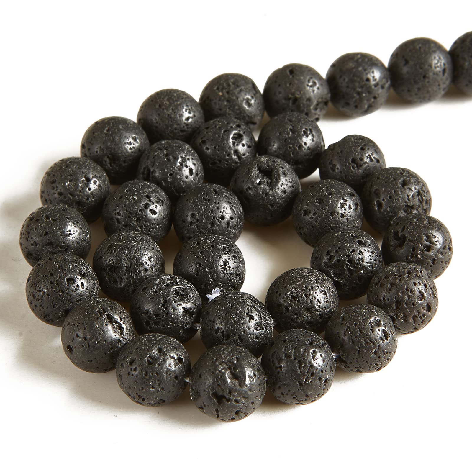 Amazon.co.jp: 10mm ブラック溶岩ビーズ 天然宝石ビーズ ラウンド  