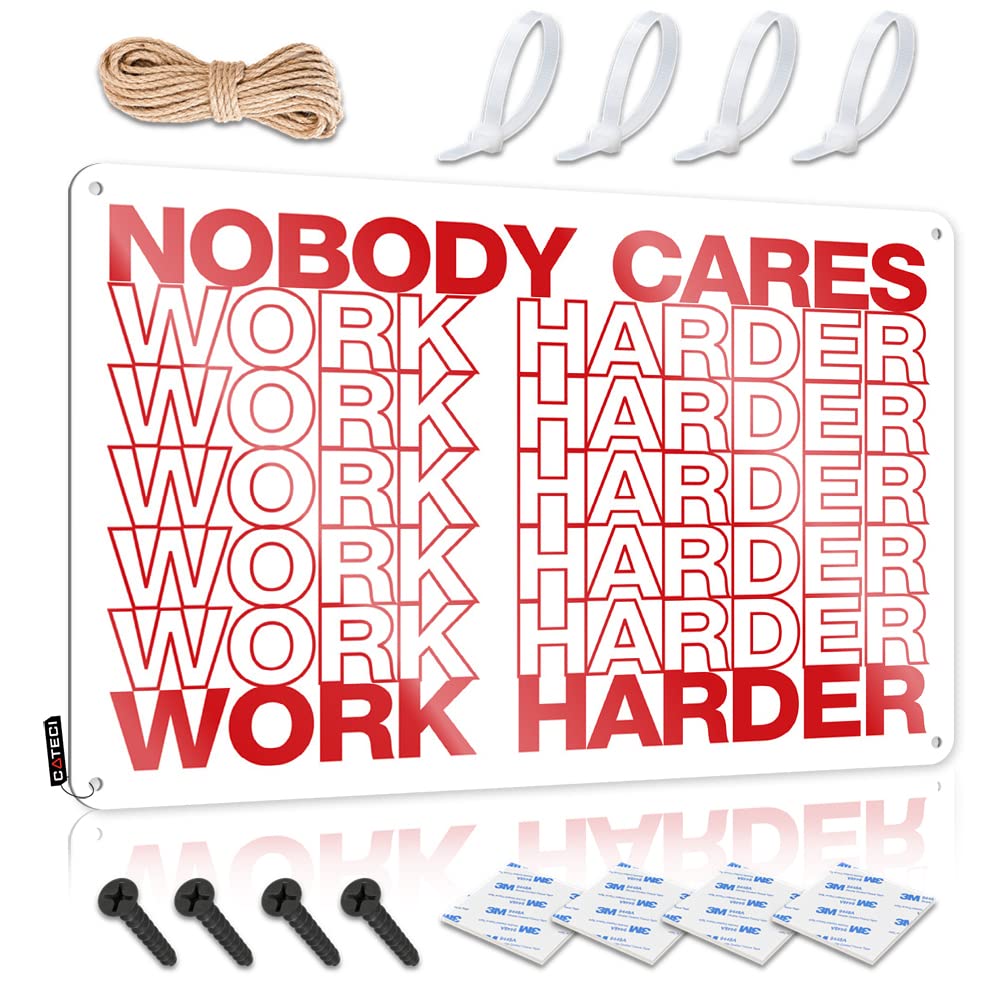 Bar Funny Signs Nobody Cares Work Harder Tin Sign Signs For Bedroom Door Man Cave Tin Sign(20X30CM)