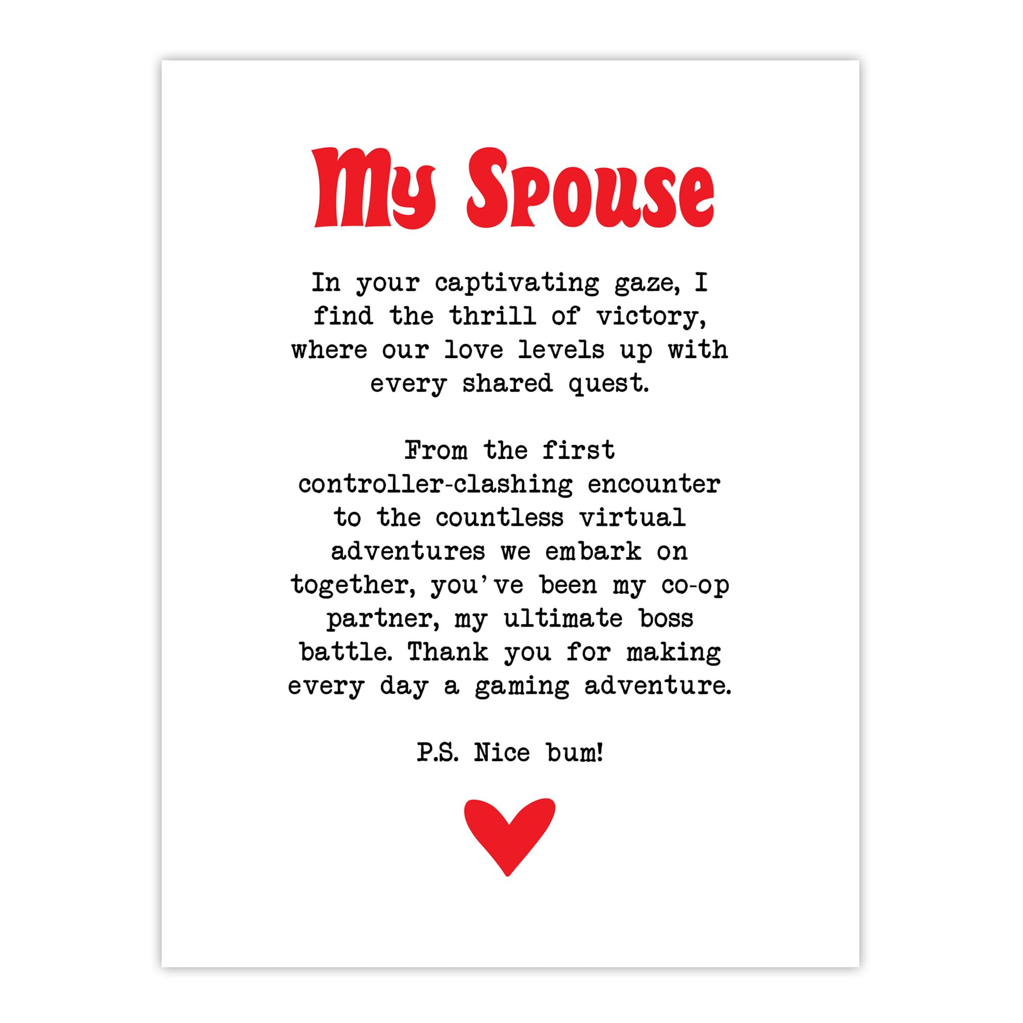 Artery8 Love Poem Gamer Nerd Spouse Romantic Poetry Fun Bedroom Large Wall Art Poster Print Thick Paper 18X24 Inch