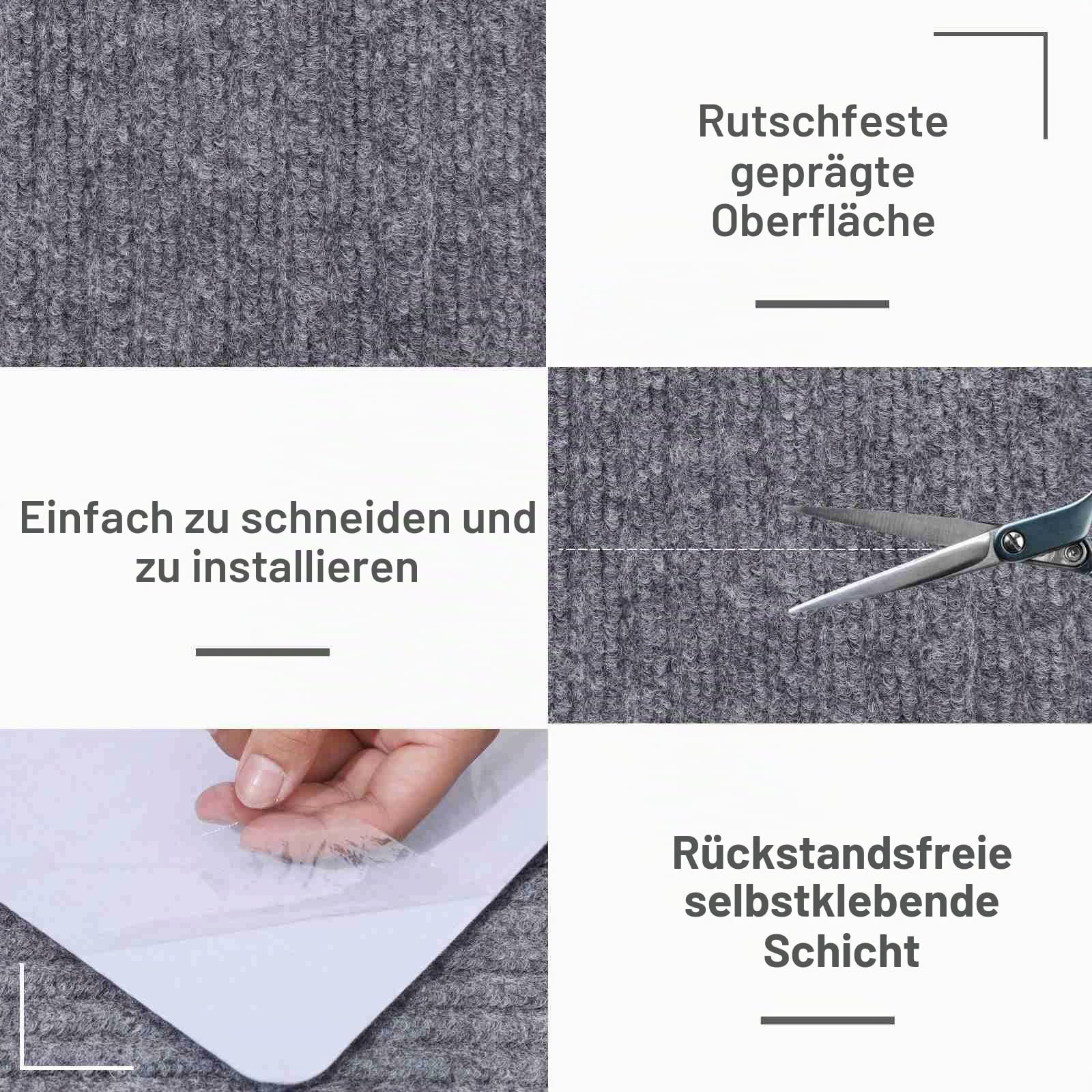Arthome Teppich Treppenstufen Anti Rutsch Treppenteppich Teppiche 15 packen 20x76cm für Holztreppen,Sicherheitslaufmatte für Senioren und Kinder,rückstandsfrei Selbstklebende Treppenstufen(Grau)