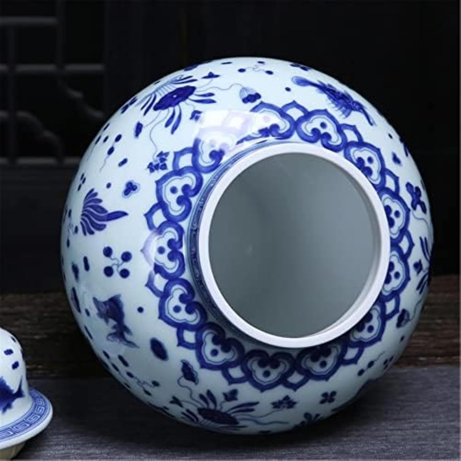 Ceramic Jars,Tea Jar,Chinese Style Storage Jars,Blue and White Ginger Jars for Home Decor Tea Storage Container Tins Ginger Jar Decorative Jars Porcelain Vase with Lid Ce,