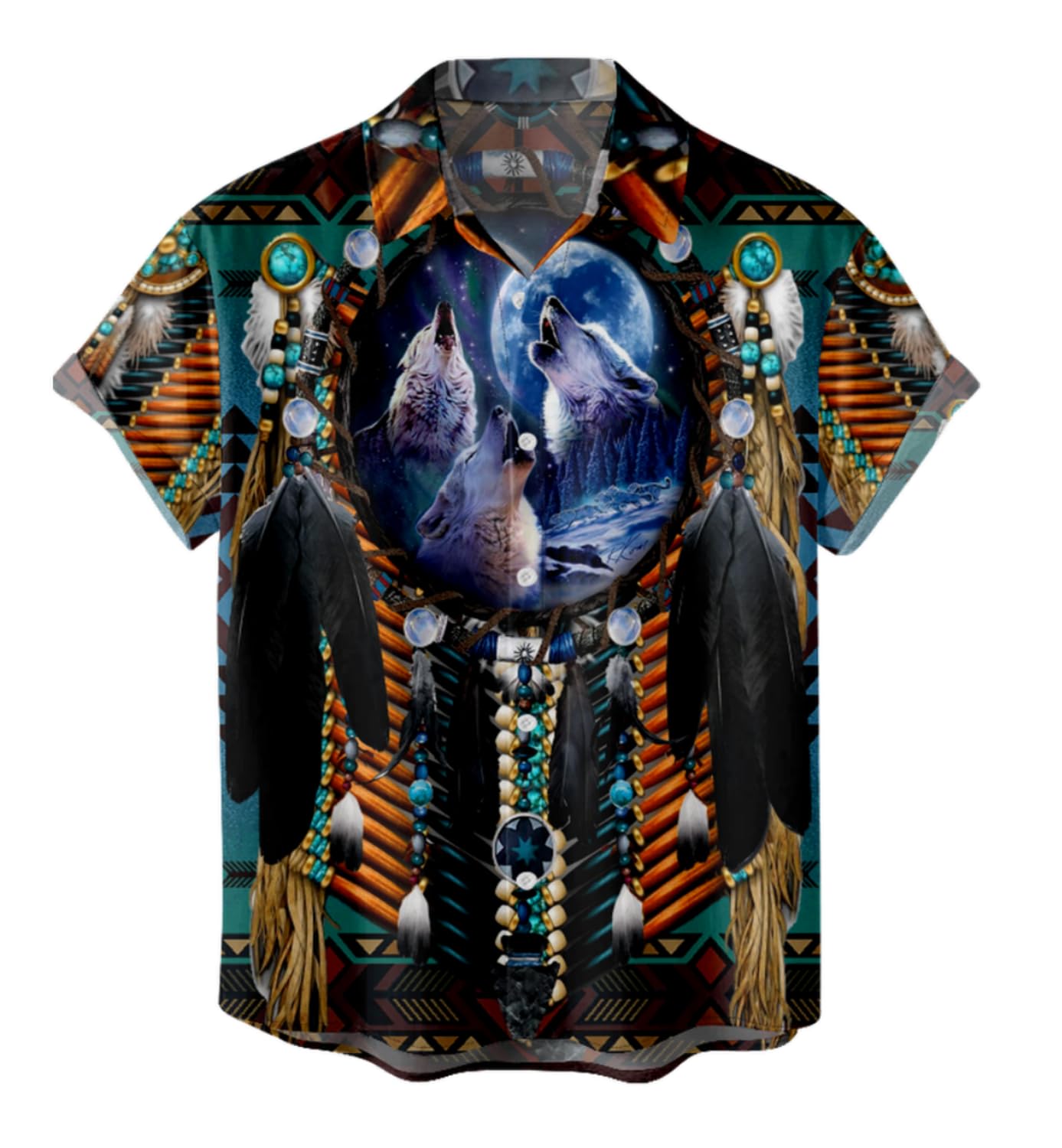 SIAOMA Men's Native American Indian Shirt Short Sleeve Button Down T-Shirt Tops
