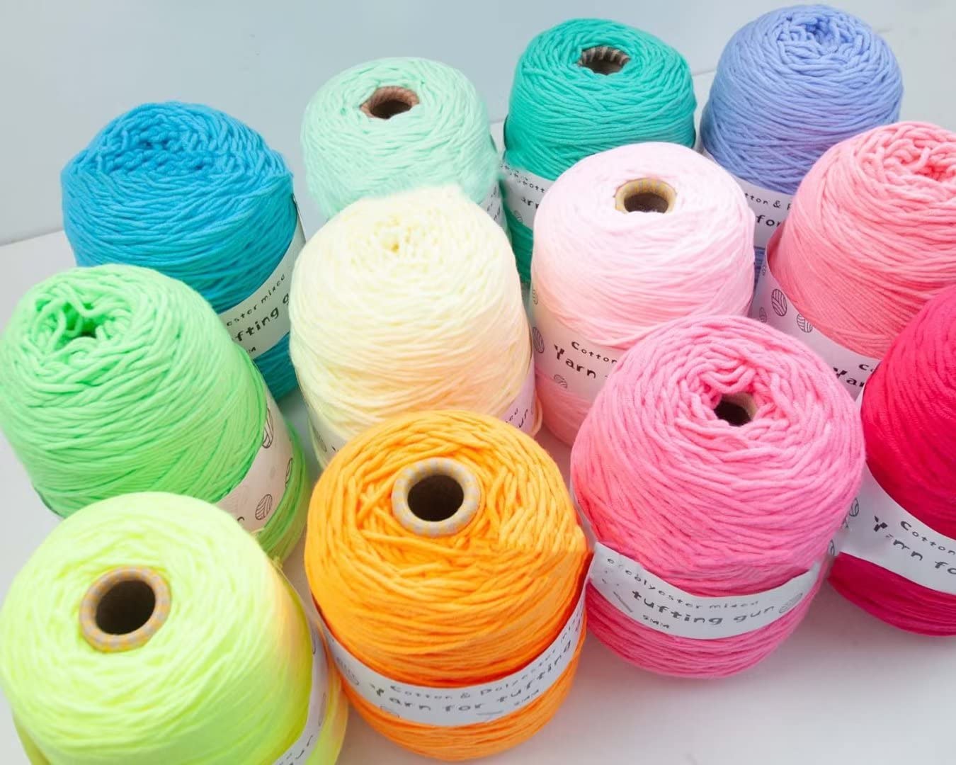Gomitoli di Lana 6 x 380g gomitoli di Maglia Assortiti, Set Misto di Cotone e Poliestere dai Colori Vivaci per Maglia, Uncinetto, per Pistola per tufting, gomitolo da 5 mm
