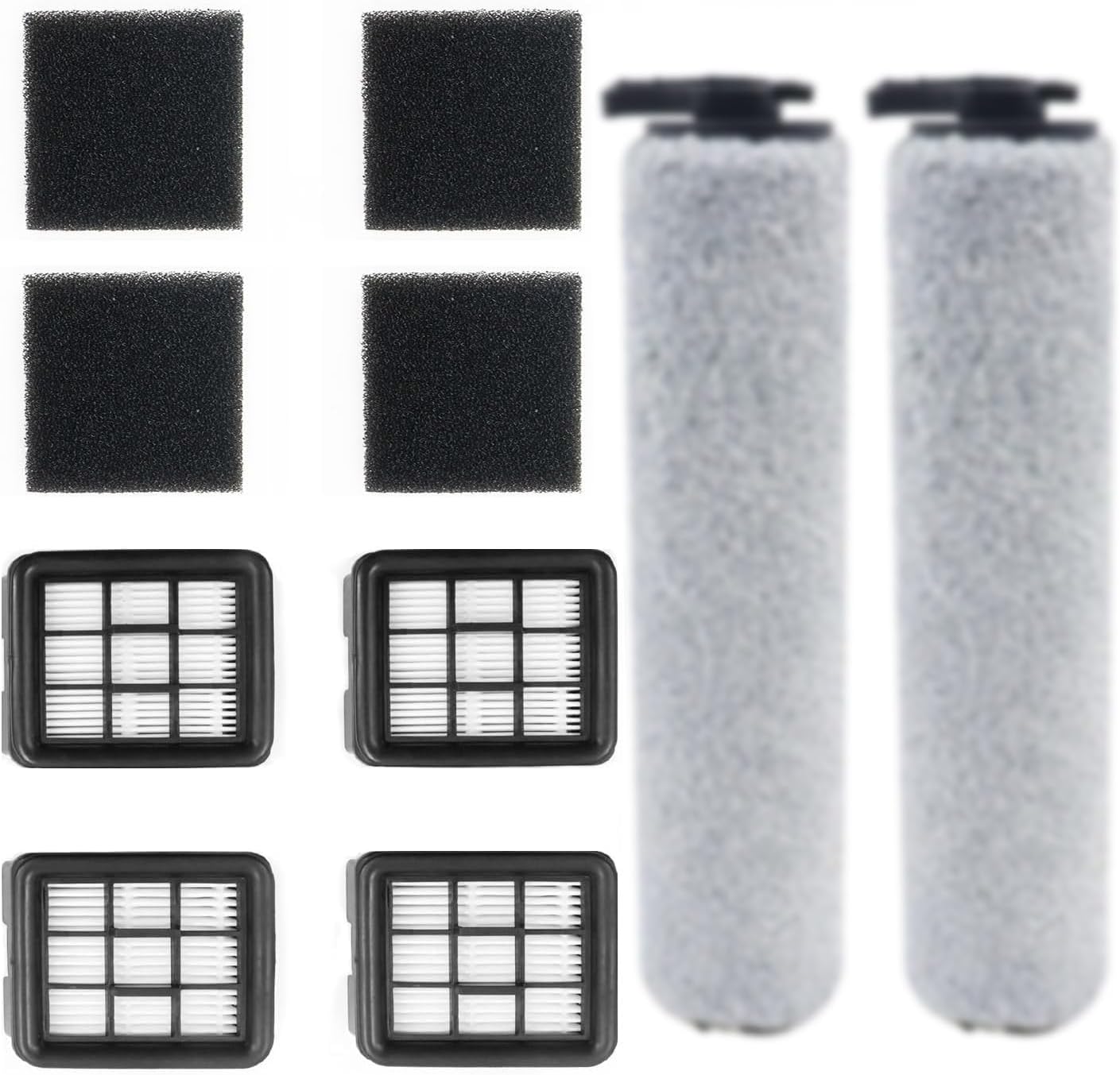 Replacement Brush Roller Filter Set For Bissell HF3 3649A Vacuum Cleaner, Efficient Cleaner Filter Set Compatible with Bissell HF3, 2 Brush Roller and 4 Filters and 4 Sponges