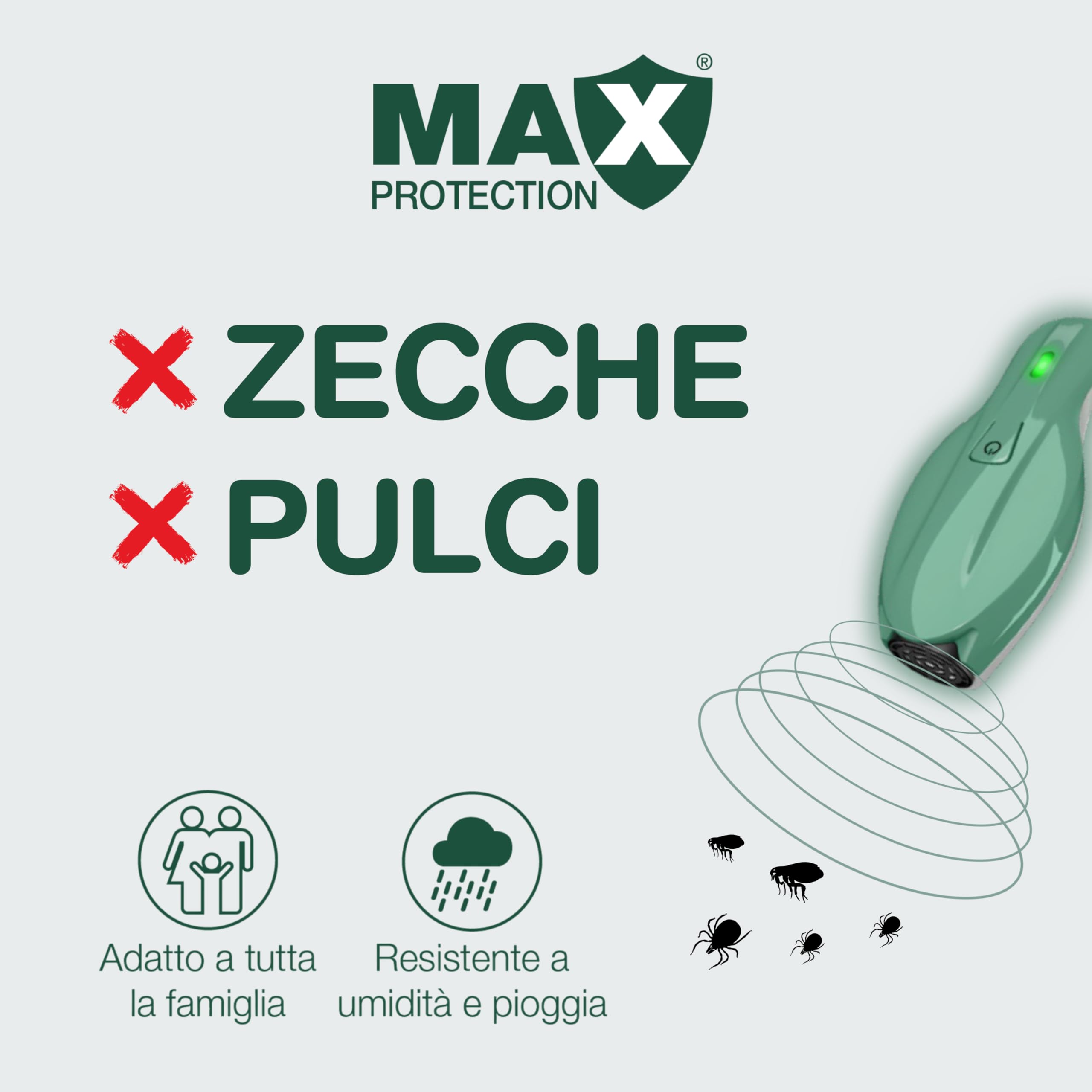 Colpharma Antizecche e Pulci Ultrasuoni Trekking per Persone – Dispositivo Repellente Portatile