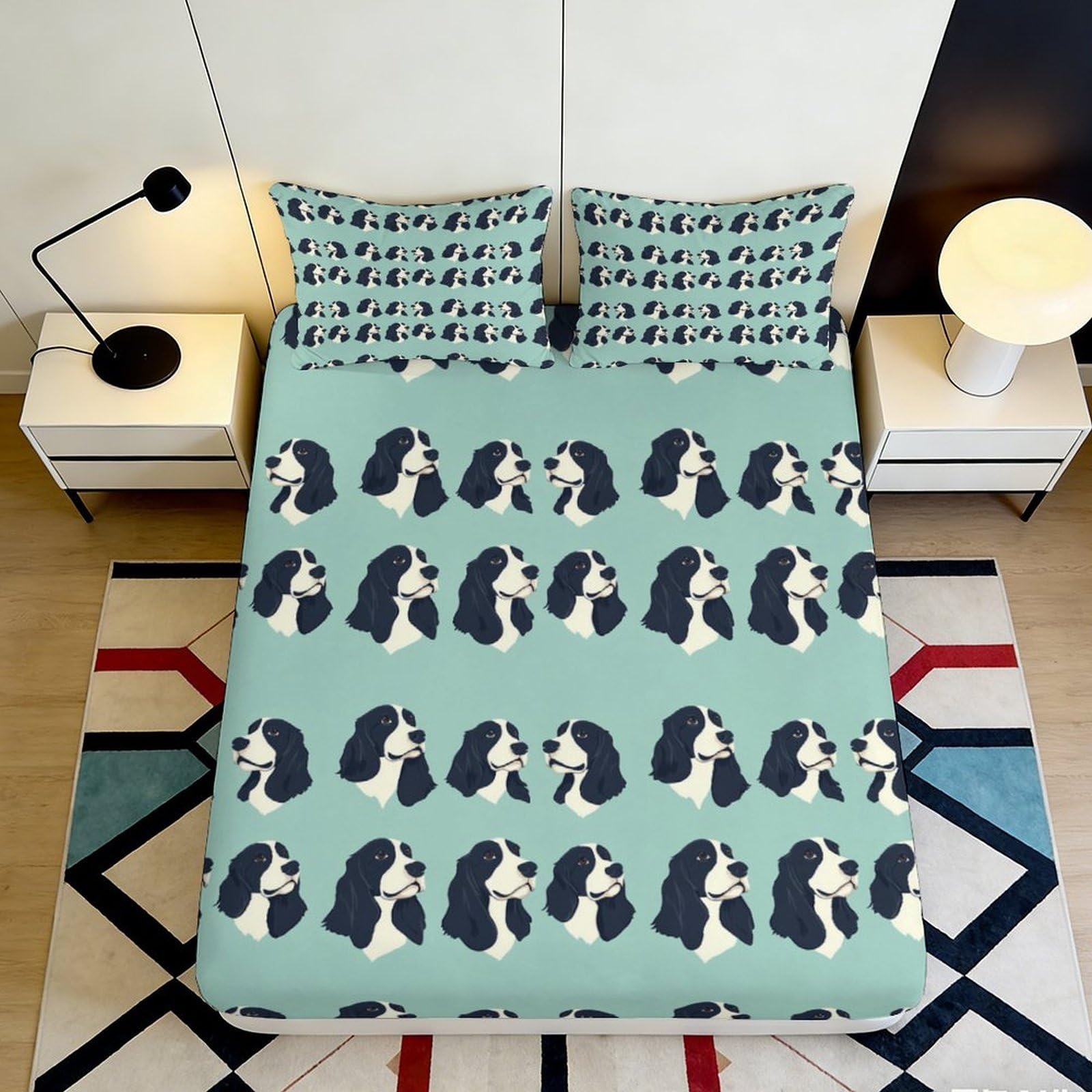 Uxinyoume Style-6 3D Printed Dog Pattern Fitted Sheet Microfiber Soft Bed Cover For Bedroom Guest Room Decor Easy Care 90X200x25cm