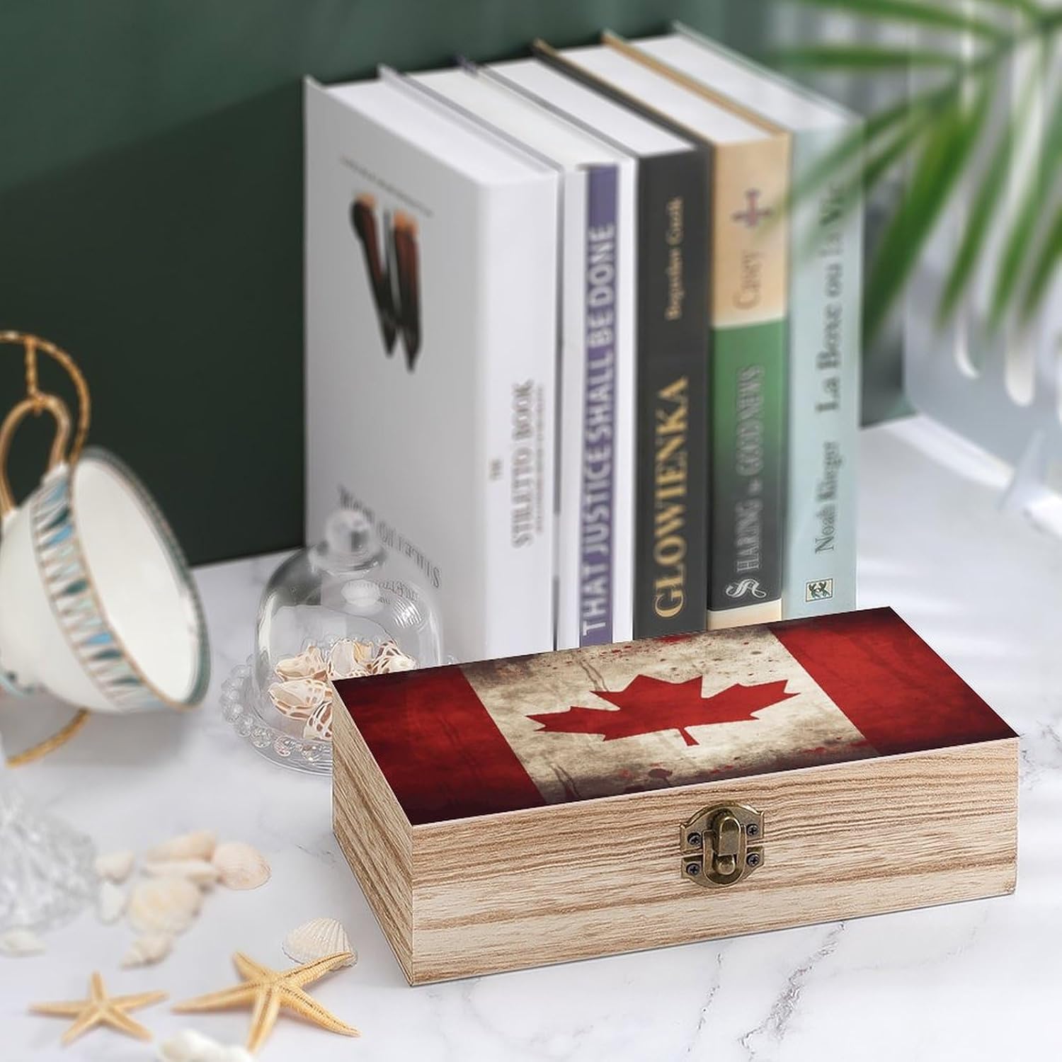 Retro Canada Flag Wooden Storage Box Vintage Jewelry Box image 4