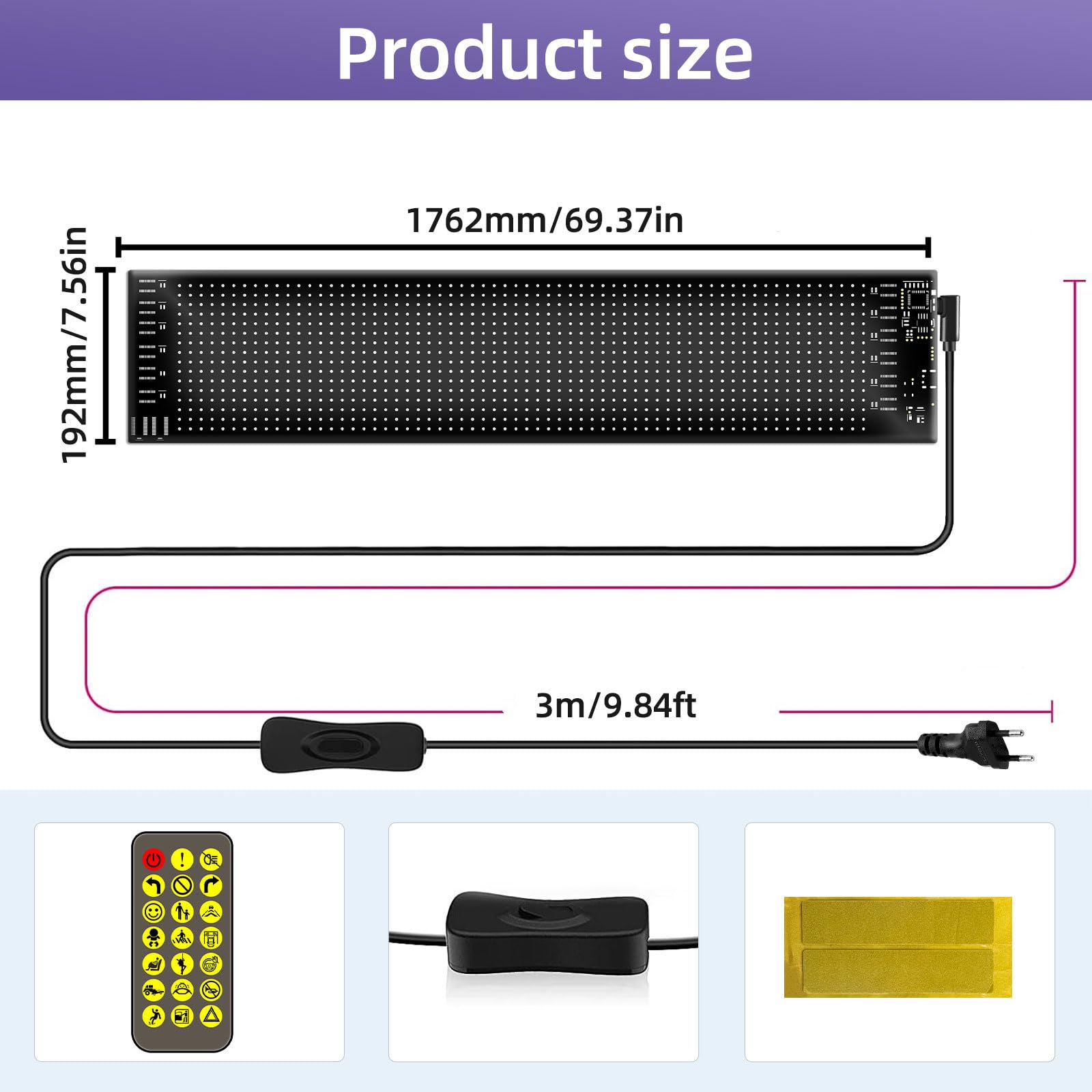 Panel de visualización LED, pantalla flexible programable, USB/enchufe, control por aplicación Bluetooth, panel RGB, resistente al agua, desplazamiento personalizado, placa luminosa con mando a
