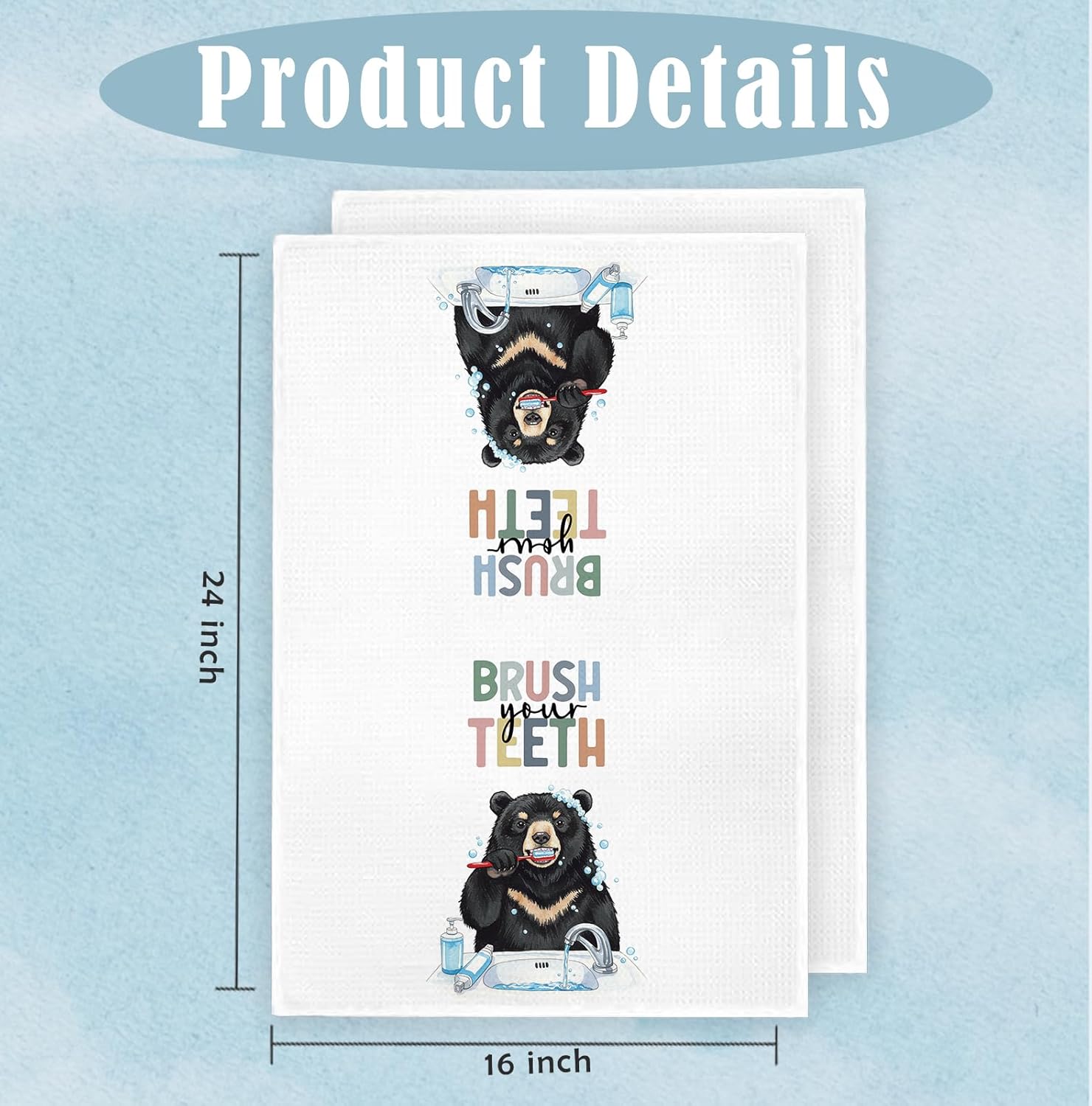 Black Bear Bathroom Hand Towels, Bear Bathroom Decor, Bears Lovers Gifts Decorative Hand Towels for Kids Bathrooms, Funny Wild Animal Bears Kitchen Towels, 16x24 Inch Set of 4 - Image 7