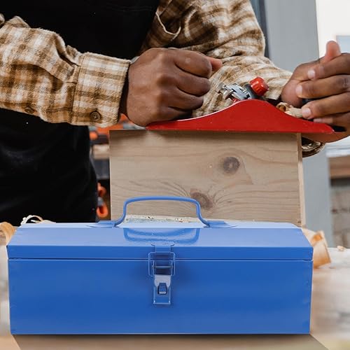Miniatura 4 de DOITOOL Pequeña caja de herramientas de metal portátil, organizador de caja de herramientas portátil estilo techo a la cadera, caja de herramientas