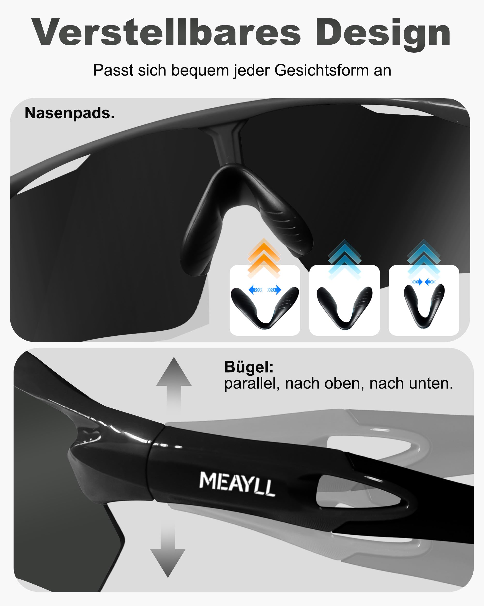 Gafas de ciclismo para hombre y mujer, UV400, montura TR90 con alas nasales ajustables, MTB, gafas de sol rápidas para bicicleta, pesca, bicicleta eléctrica