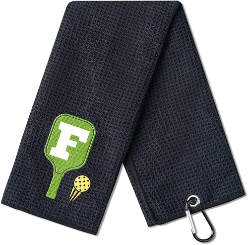 Miniatura 13 de Toalla de pickleball bordada, regalo divertido para los amantes del pickleball, toalla de microfibra de 16 x 24 pulgadas, inicial R