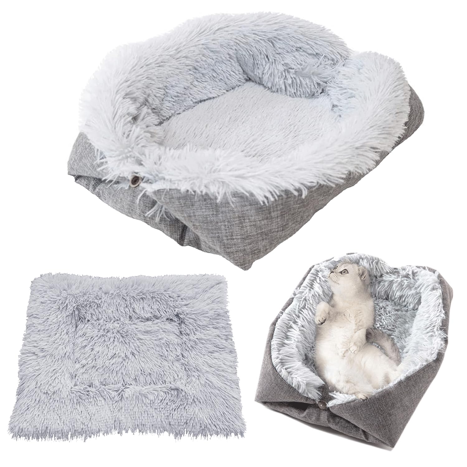 Cama cálida para Mascotas,Bonita Cama para Mascotas,Cama para Mascotas Lavable,Cama Suave para Gatos,Nido de Gato en Coche,Nido para Perro y Gato,para Gatos y Perros de tamaño Mediano, 60 x 52 cm
