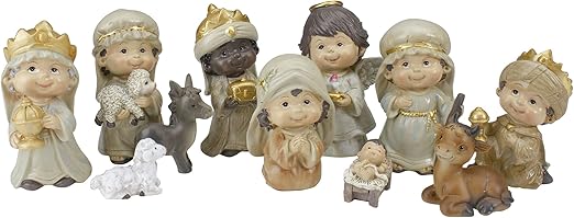 NORTHLIGHT 11-Piece Cherubic Christmas Nativity Figure Set