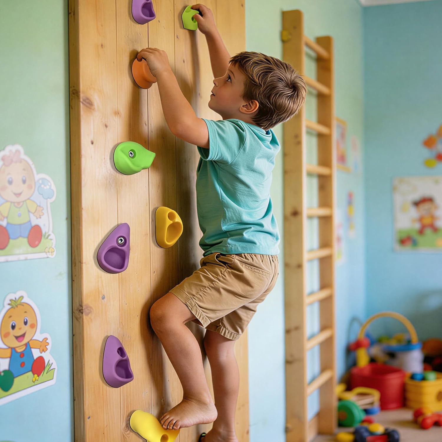 36 PCS Rock Climbing Wall for Kids,Rock Wall Climbing Holds,Adults Climbing Wall Grip Kits Holds Up to 230 lbs for Outdoor Indoor Home Playground Climbing Holds（Pastel Color）