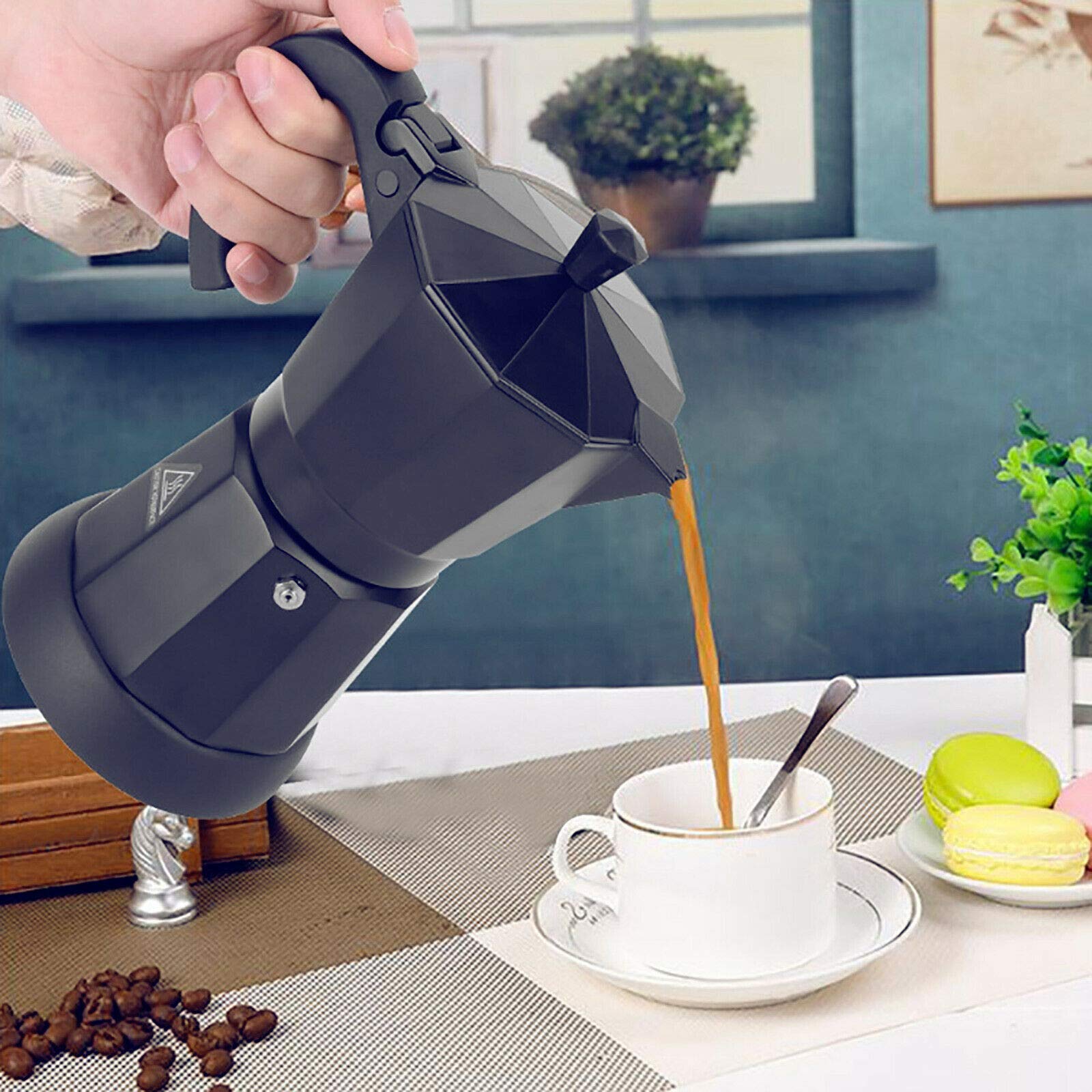 Caffettiera per caffè elettrico, 300 ml, colore nero, macchina da caffè elettrica, per caffè espresso